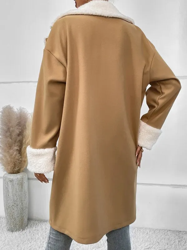 Women's Camel Faux Shearling Coat