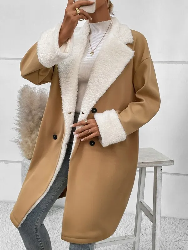 Women's Camel Faux Shearling Coat