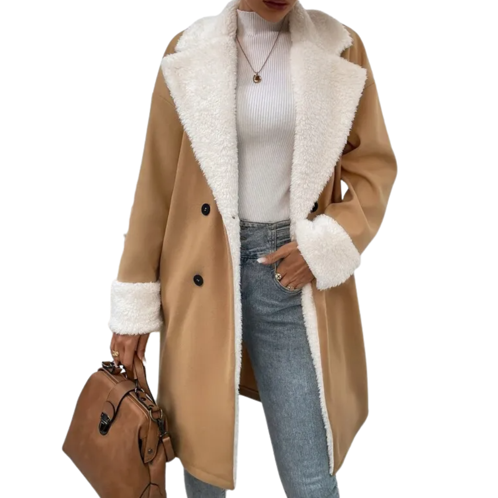 Women's Camel Faux Shearling Coat