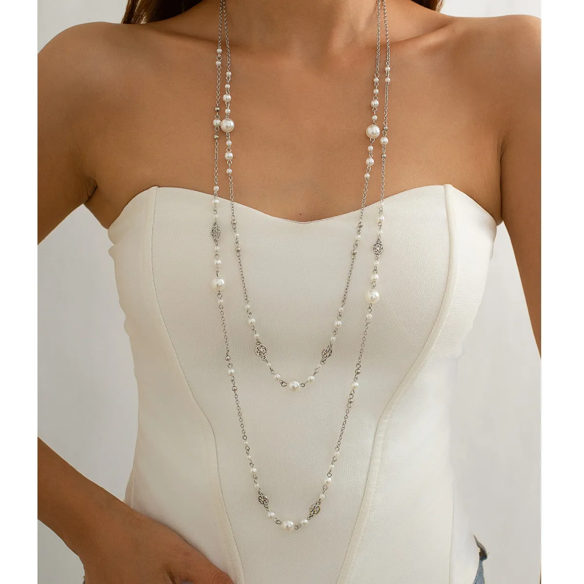 Elegant Silver Layered Necklace