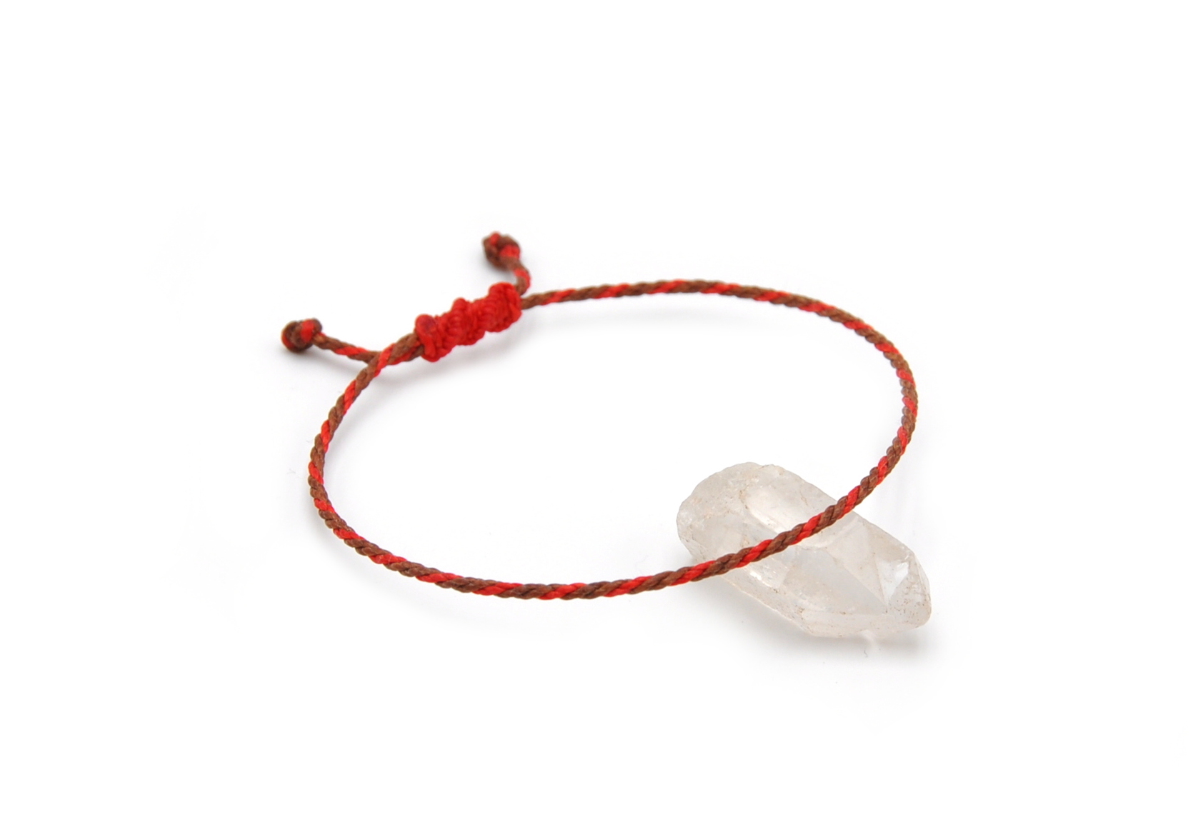 Bracelet Marron & Rouge Modèle Corde Tressé Main Avec Du Fil Ciré Résistant à l' Eau & Ajustable Avec Un Nœud Coulissant