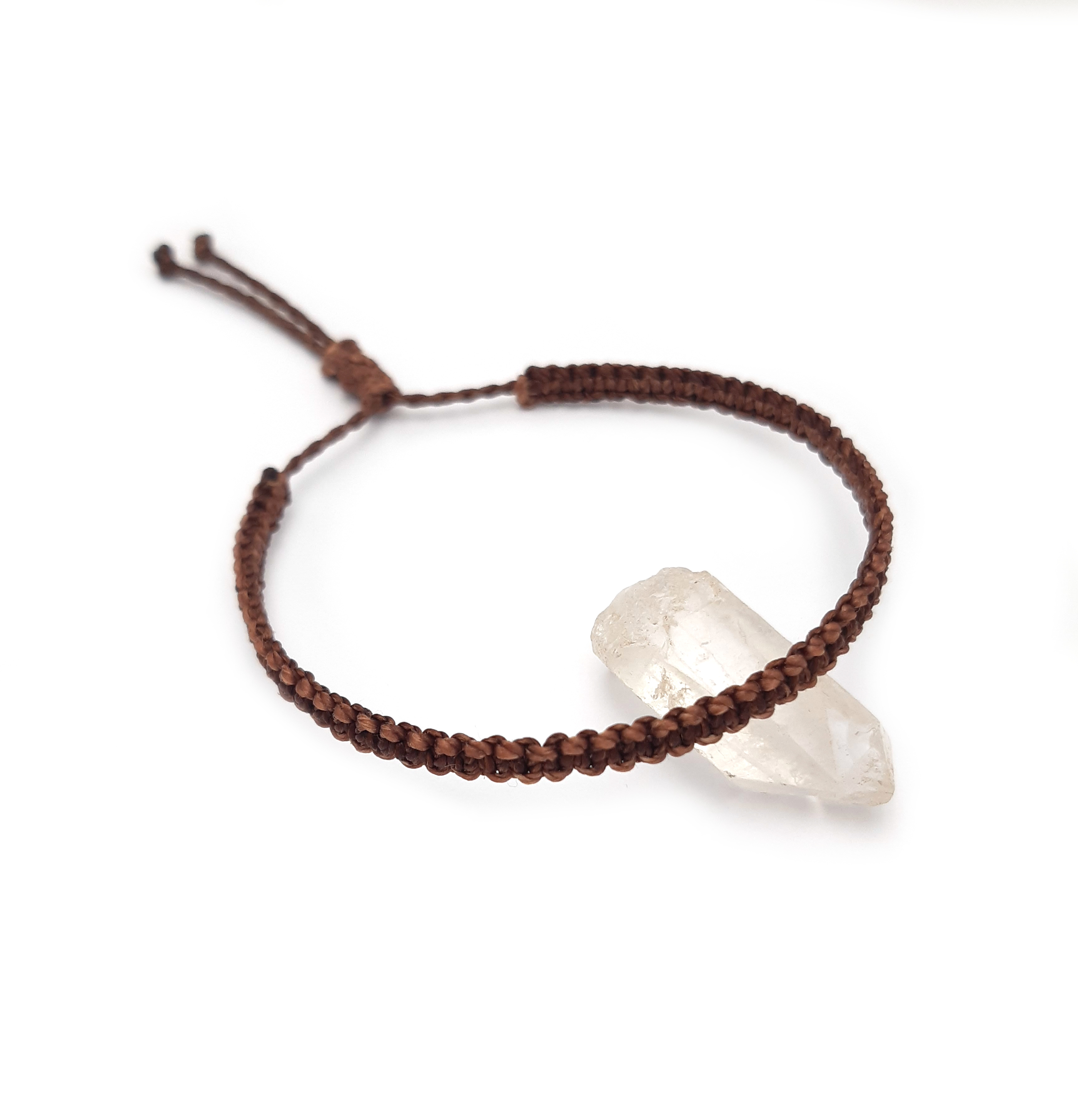 Bracelet Marron Foncé & Clair Modèle Fin Tissé Main Avec Du Fil Ciré. Ajustable & Résistant à l'eau.