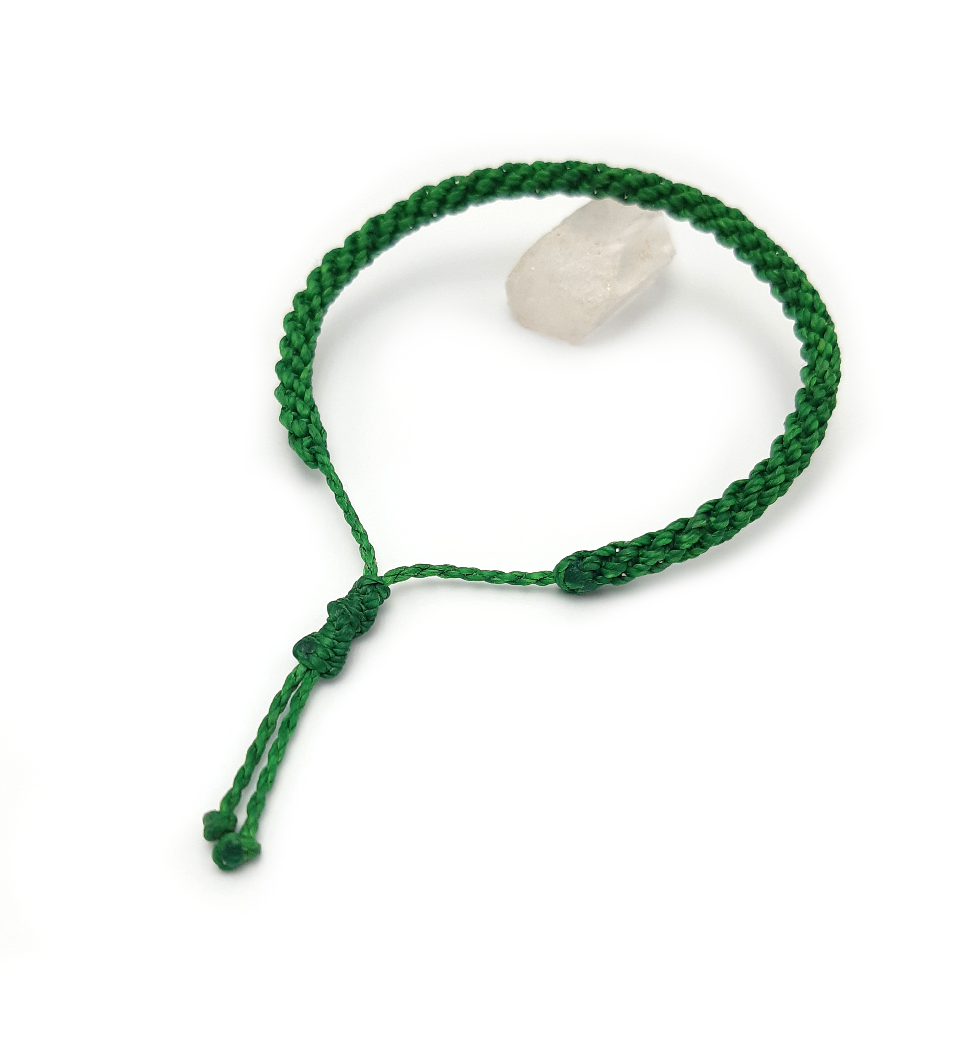 Bracelet Vert Modèle Double Spirale Tissé Main Avec Du Fil Ciré. Ajustable & Résistant à l'eau.