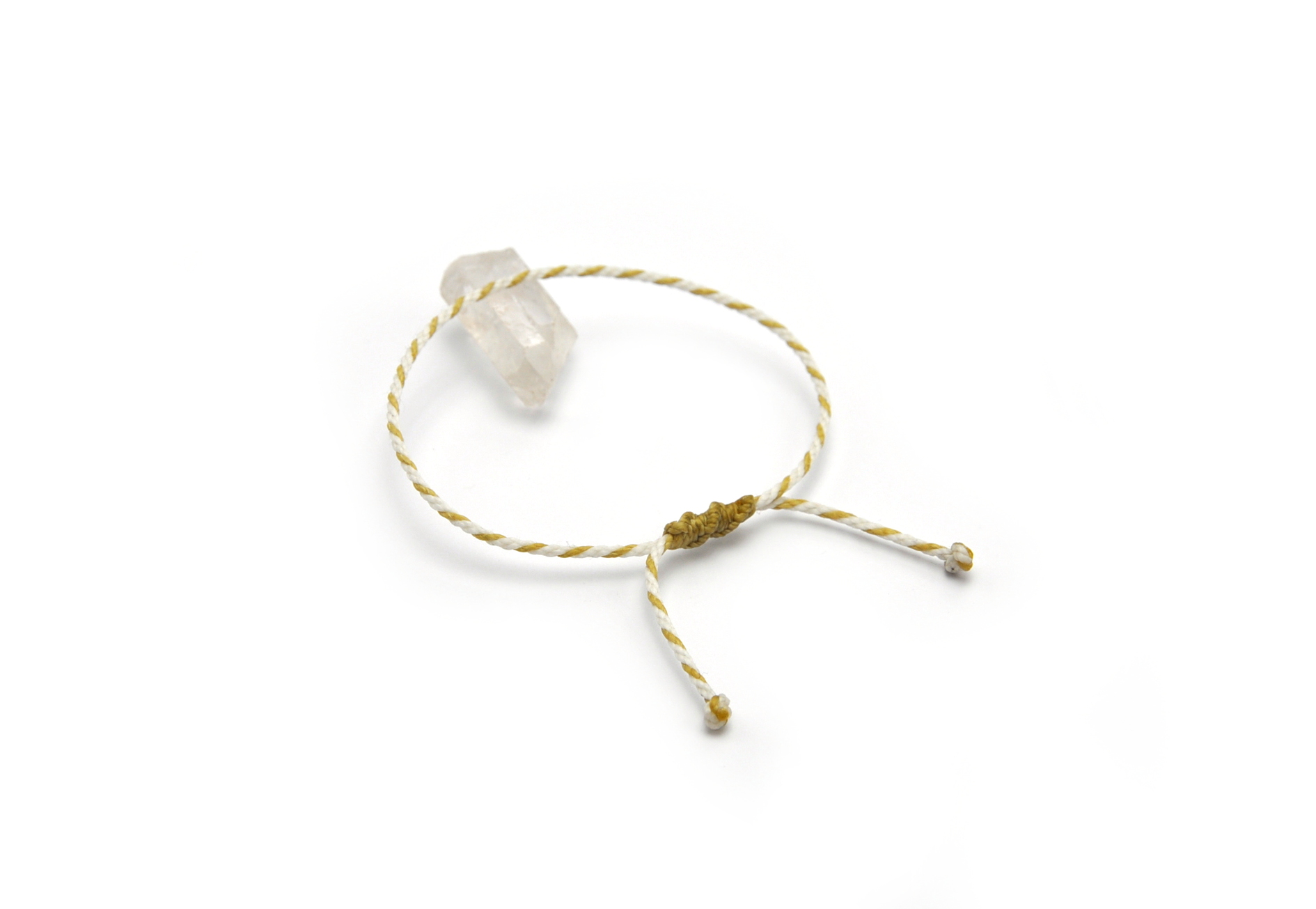  Bracelet Blanc & Moutarde Modèle Corde Tressé Main Avec Du Fil Ciré Résistant à l' Eau & Ajustable Avec Un Nœud Coulissant