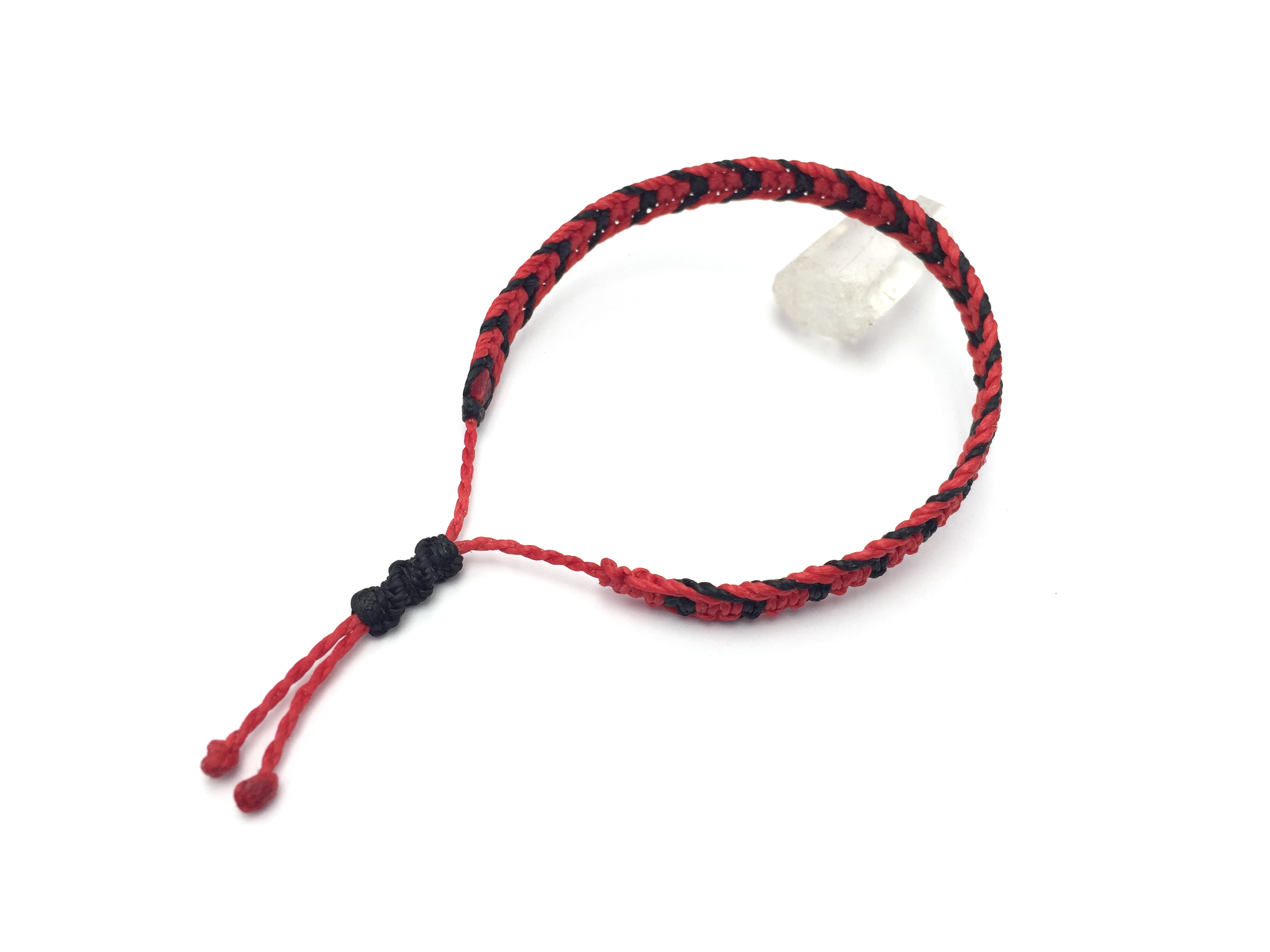  Bracelet Rouge & Noir Modèle Plat Tissé Main. Ajustable & Résistant à l'eau. Couleur Drapeau Albanie.