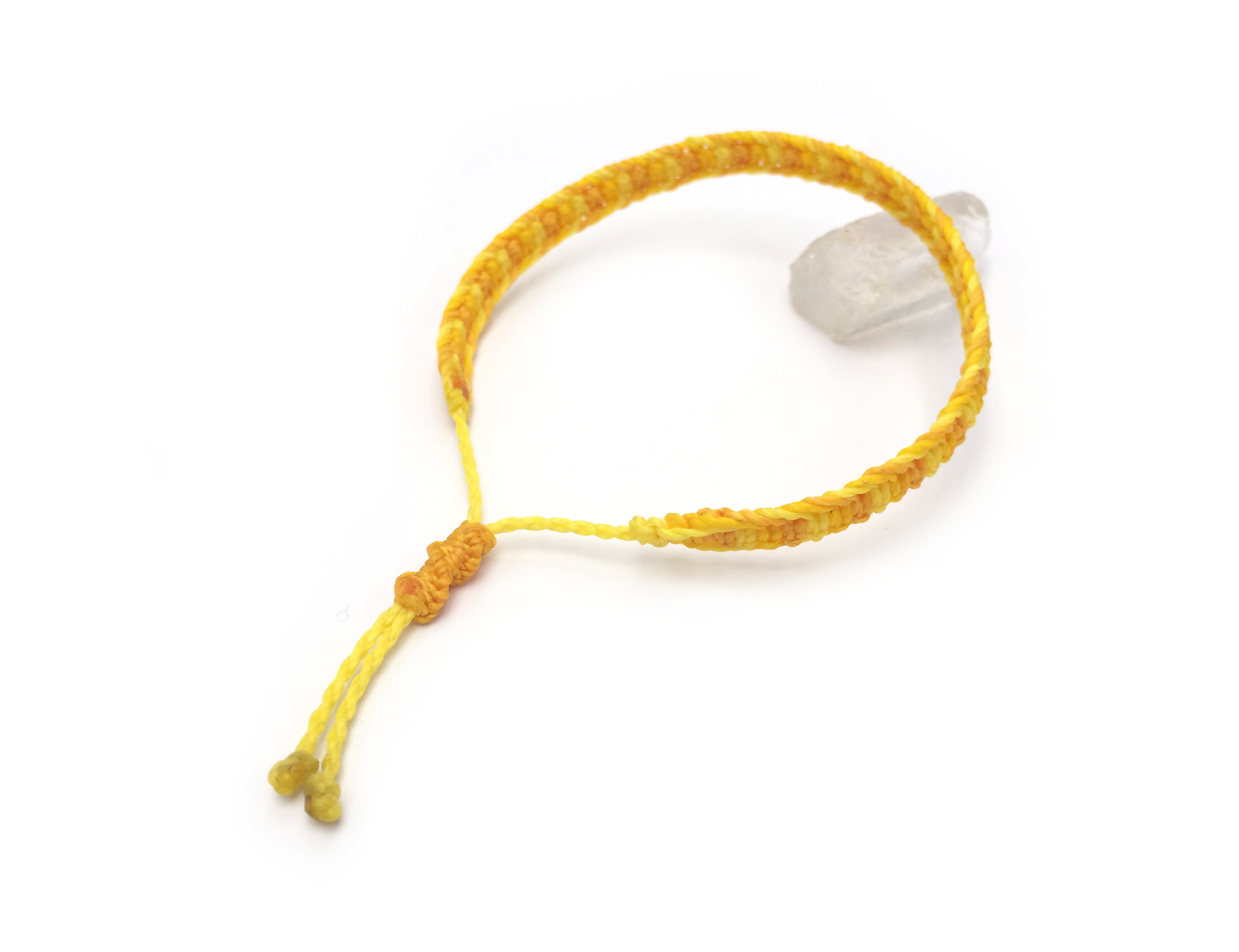  Bracelet Jaune (3 Nuances) Modèle Plat Tissé Main Avec Du Fil Ciré. Ajustable & Résistant à l'eau.