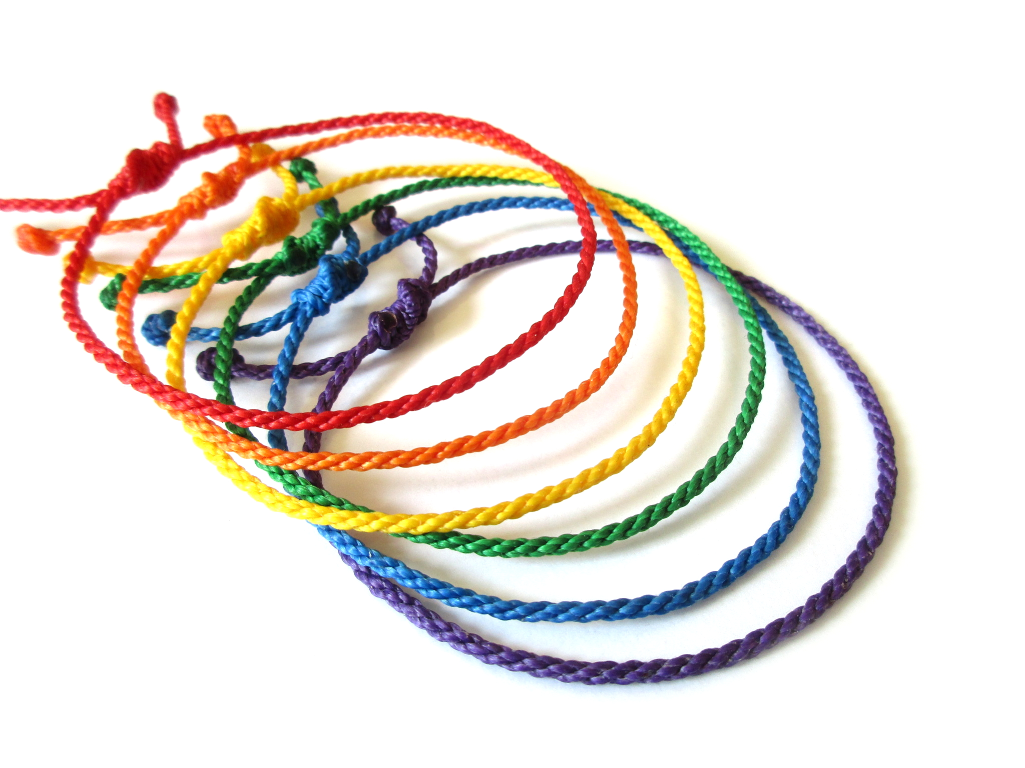 X6 Bracelets Mix Multicolore Arc-en-Ciel Drapeau LGBT Corde Tressé Main Avec Du Fil Ciré. Résistant à l' Eau & Ajustable Avec Un Nœud Coulissant.