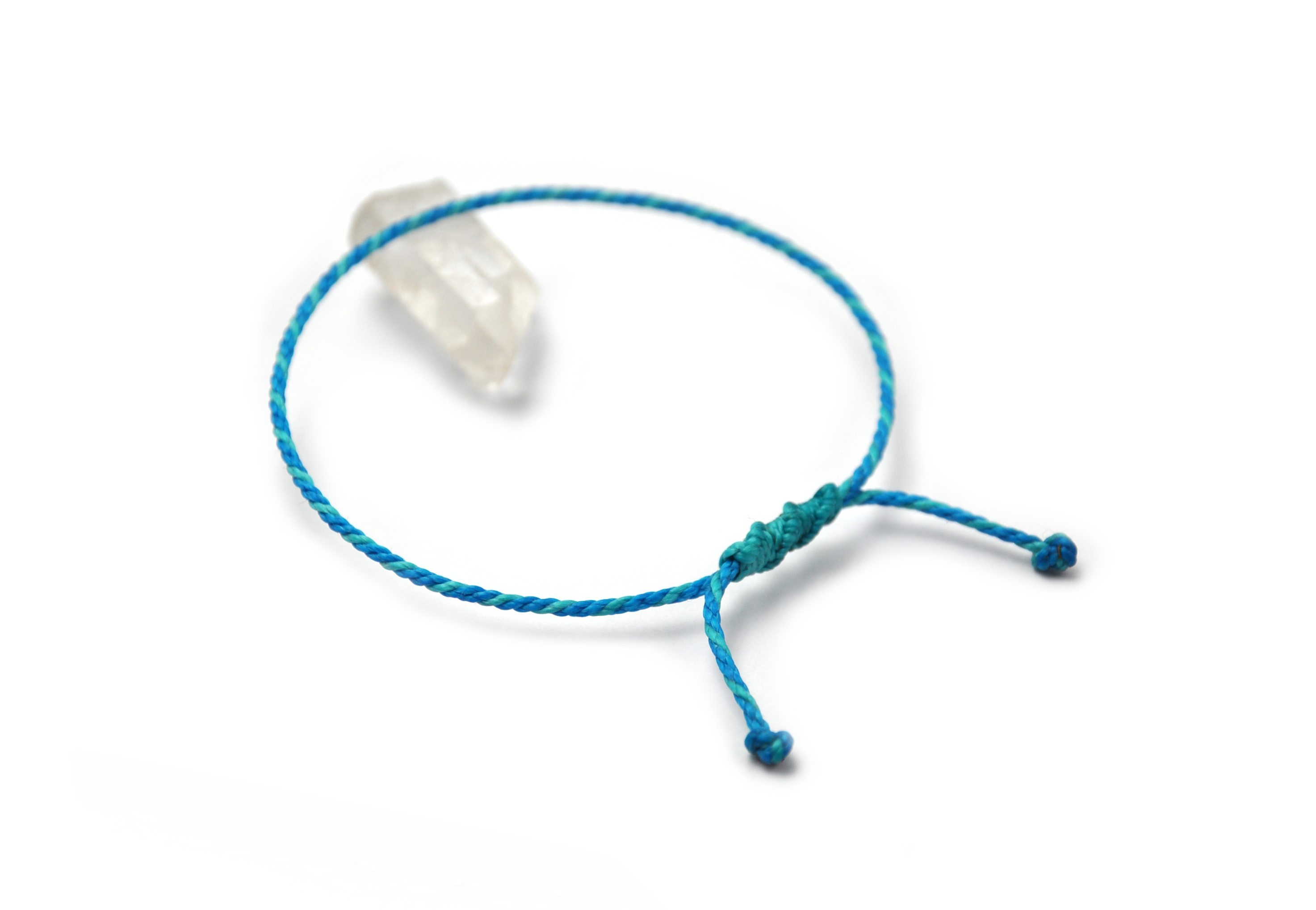  Bracelet Bleu Azur & Bleu Turquoise Modèle Corde Tressé Main Avec Du Fil Ciré Résistant à l' Eau & Ajustable Avec Un Nœud Coulissant