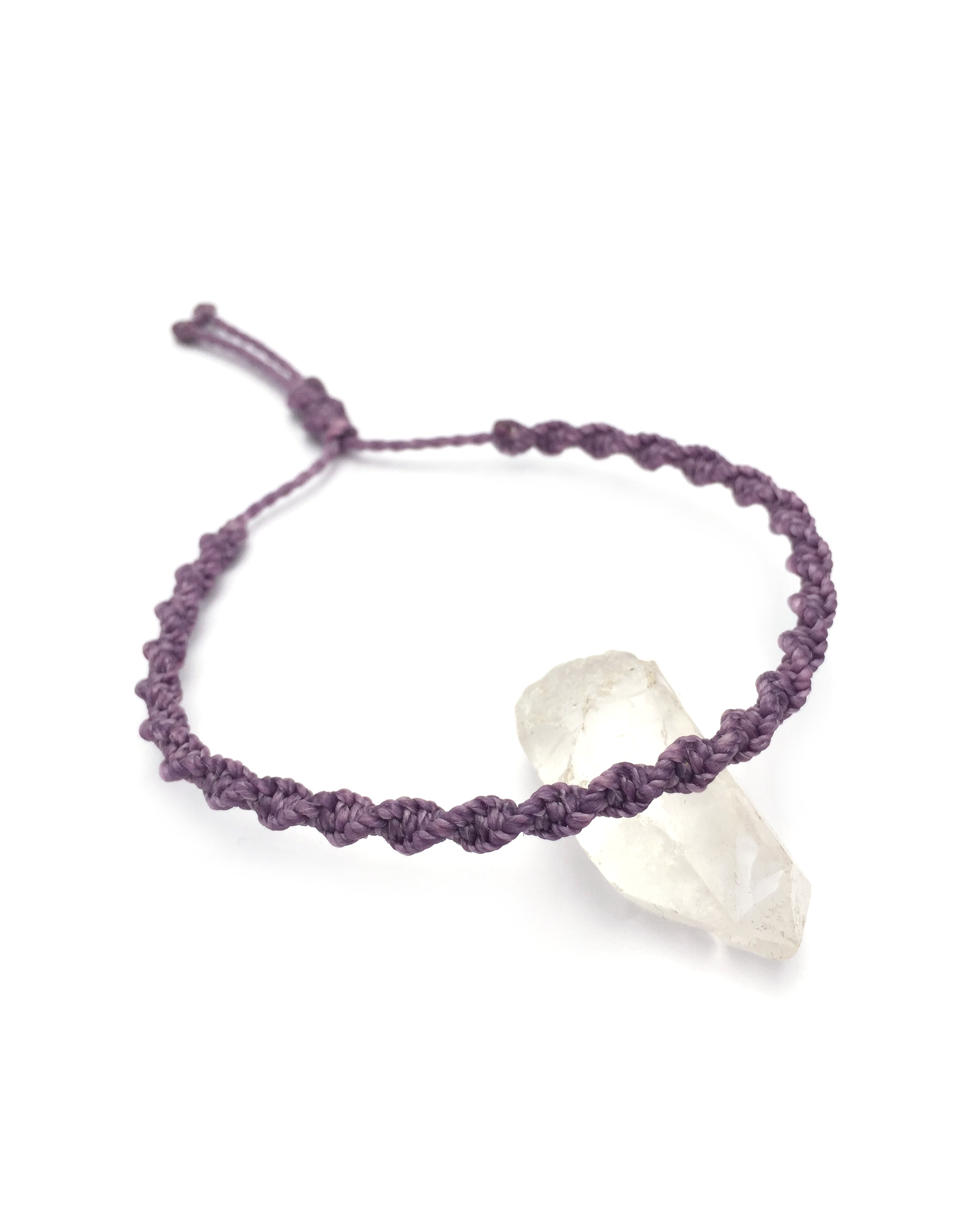 Bracelet Mauve Lavande Modèle Spirale Tissé Main Avec Du Fil Ciré. Ajustable & Résistant à l'eau.