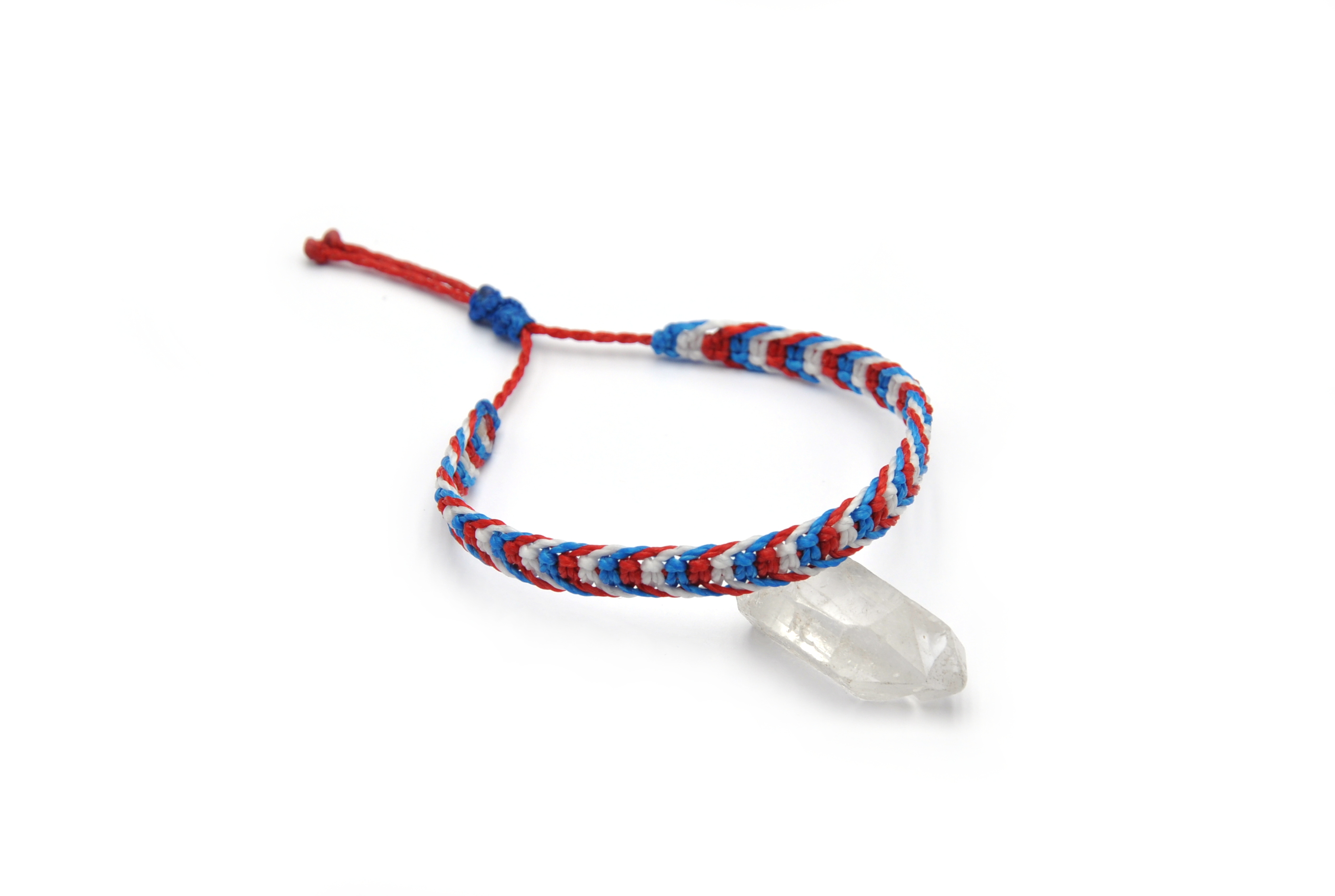  Bracelet Bleu Blanc & Rouge Modèle Plat Tissé Main. Ajustable & Résistant à l'eau. Couleur Drapeaux France Pays-Bas Islande Croatie.