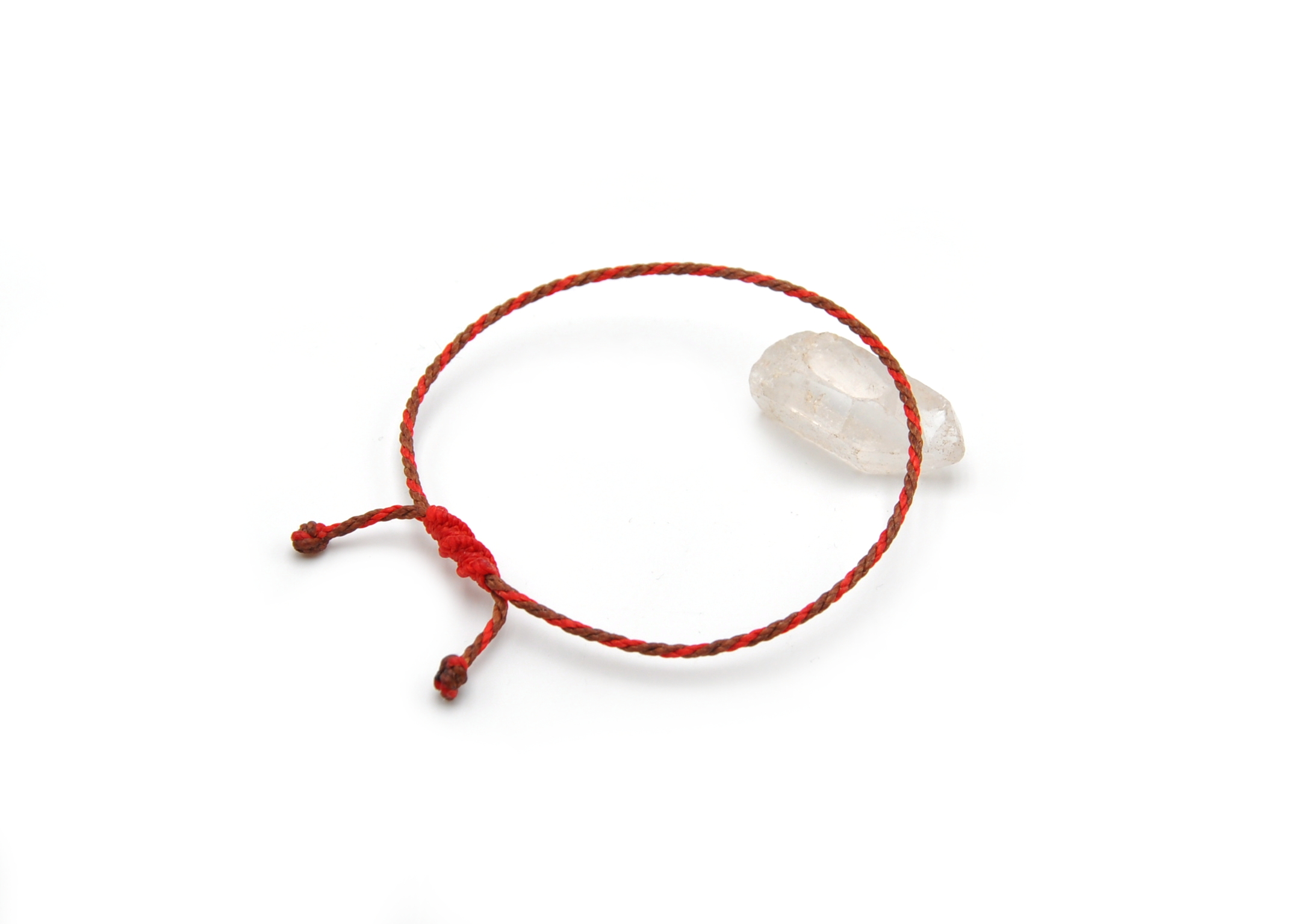  Bracelet Marron & Rouge Modèle Corde Tressé Main Avec Du Fil Ciré Résistant à l' Eau & Ajustable Avec Un Nœud Coulissant