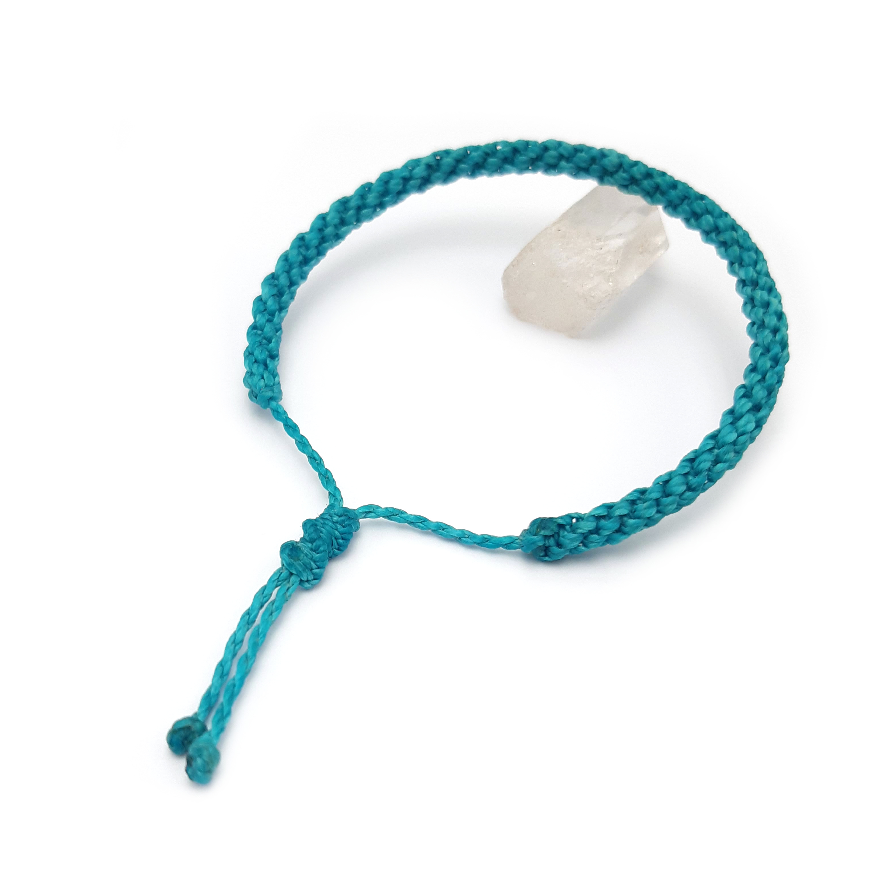 Bracelet Bleu Turquoise Modèle Double Spirale Tissé Main Avec Du Fil Ciré. Ajustable & Résistant à l'eau.