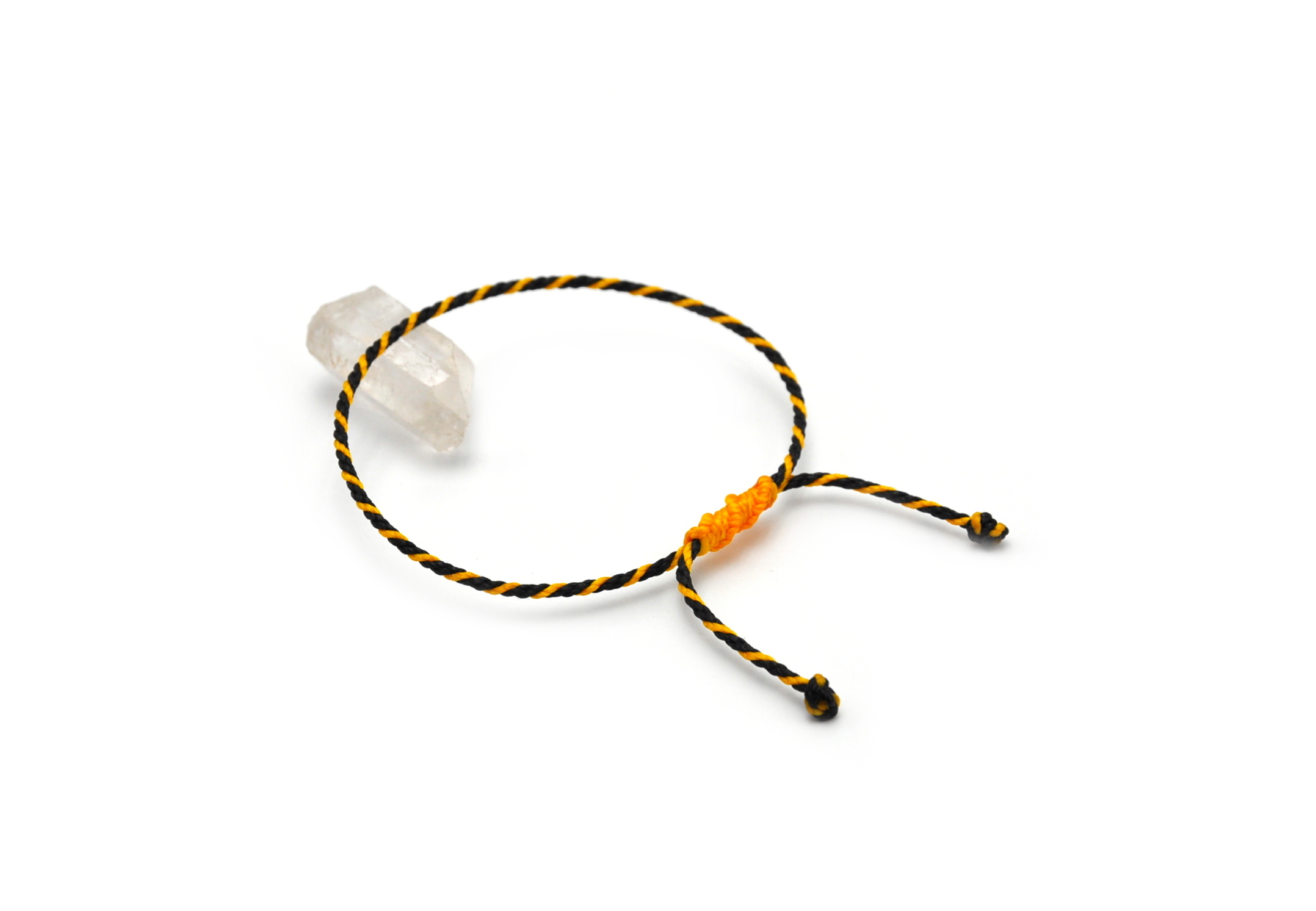  Bracelet Noir & Jaune Modèle Corde Tressé Main Avec Du Fil Ciré Résistant à l' Eau & Ajustable Avec Un Nœud Coulissant