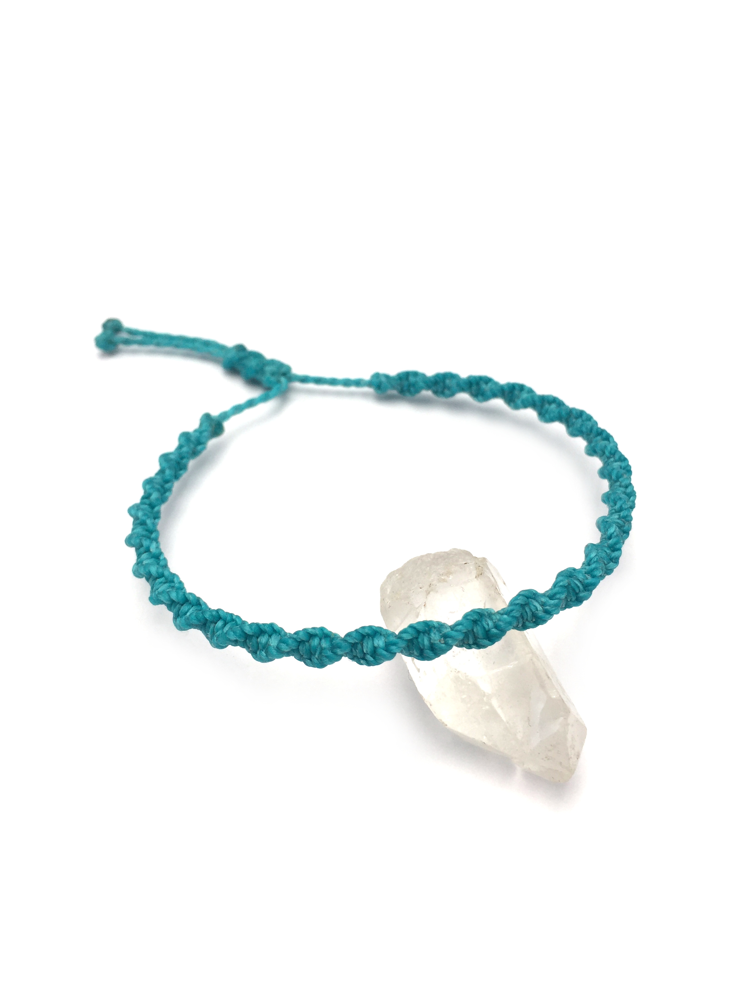 Bracelet Bleu Turquoise Modèle Spirale Tissé Main Avec Du Fil Ciré. Ajustable & Résistant à l'eau.