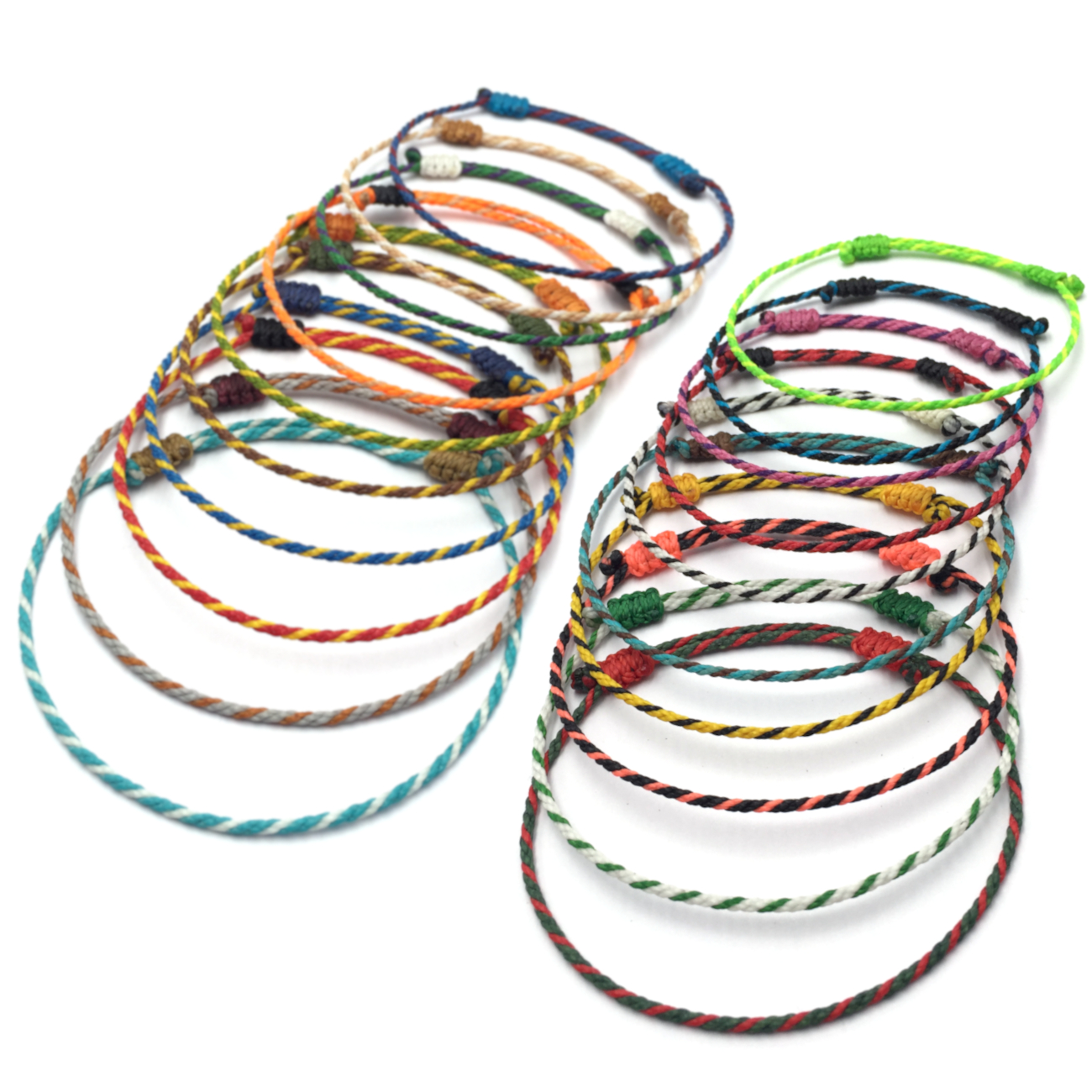 Bracelet Deux Couleurs Modèle Corde Avec 60 Nuances Au Choix Tissé Main & Deux Nœuds Personnalisables