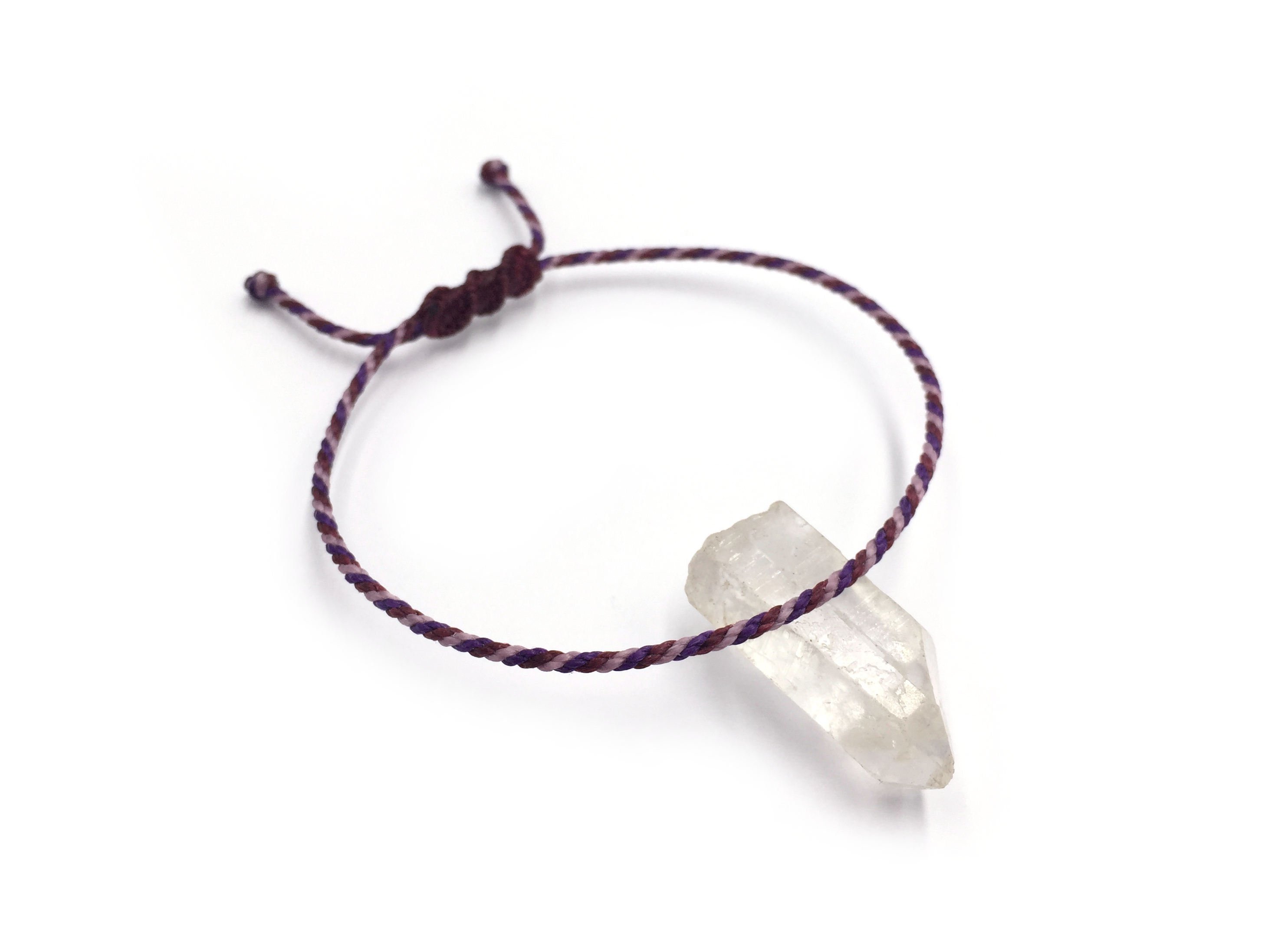  Bracelet Violet Prune & Lavande Modèle Corde Tressé Main Avec Du Fil Ciré Résistant à l' Eau & Ajustable Avec Un Nœud Coulissant