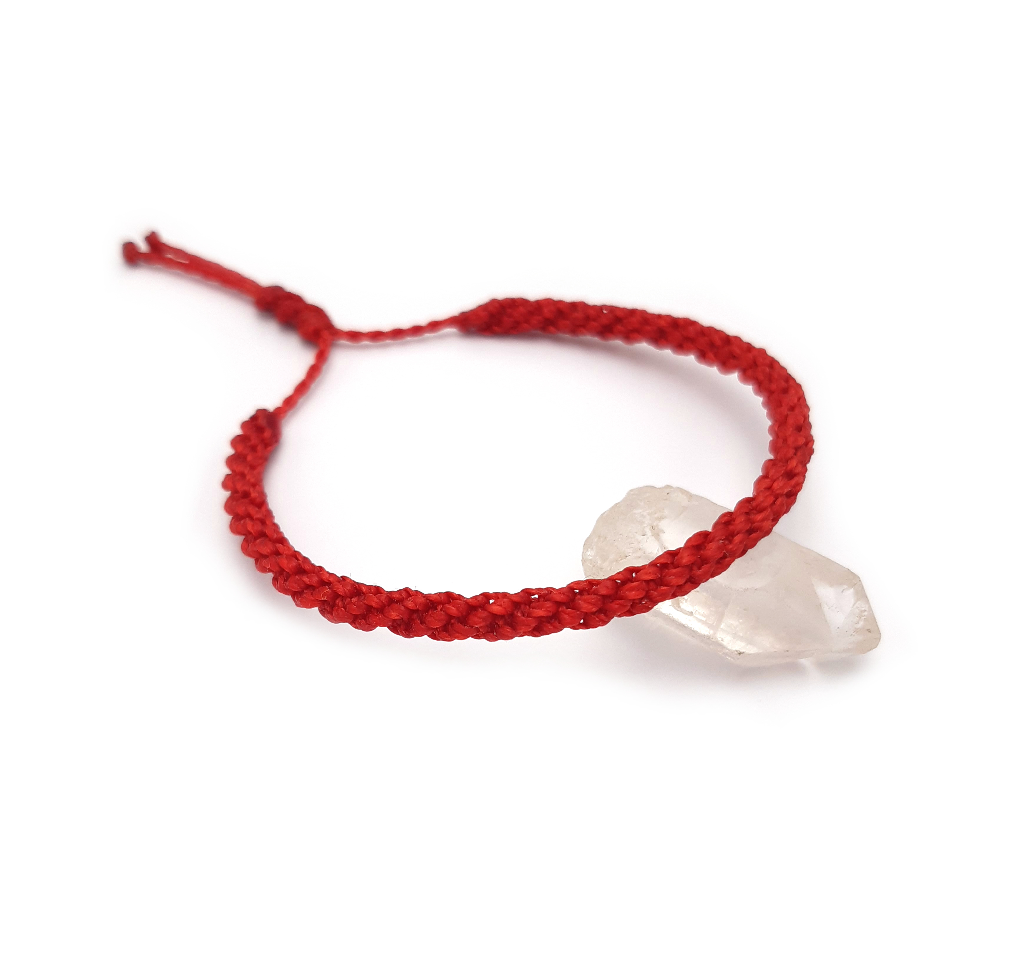 Bracelet Rouge Modèle Double Spirale Tissé Main Avec Du Fil Ciré. Ajustable & Résistant à l'eau.