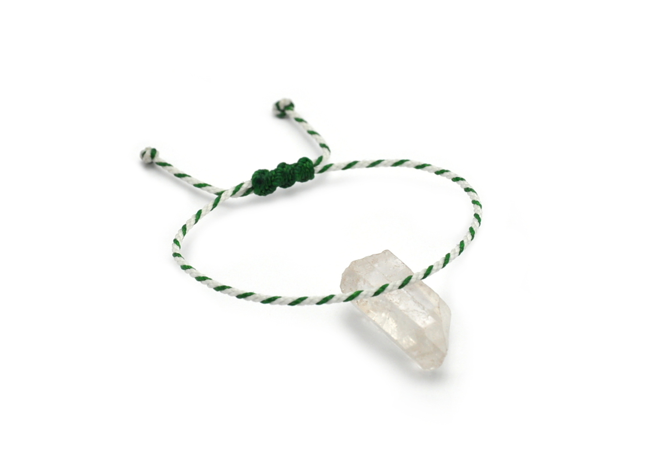Bracelet Blanc & Vert Modèle Corde Tressé Main Avec Du Fil Ciré Résistant à l' Eau & Ajustable Avec Un Nœud Coulissant