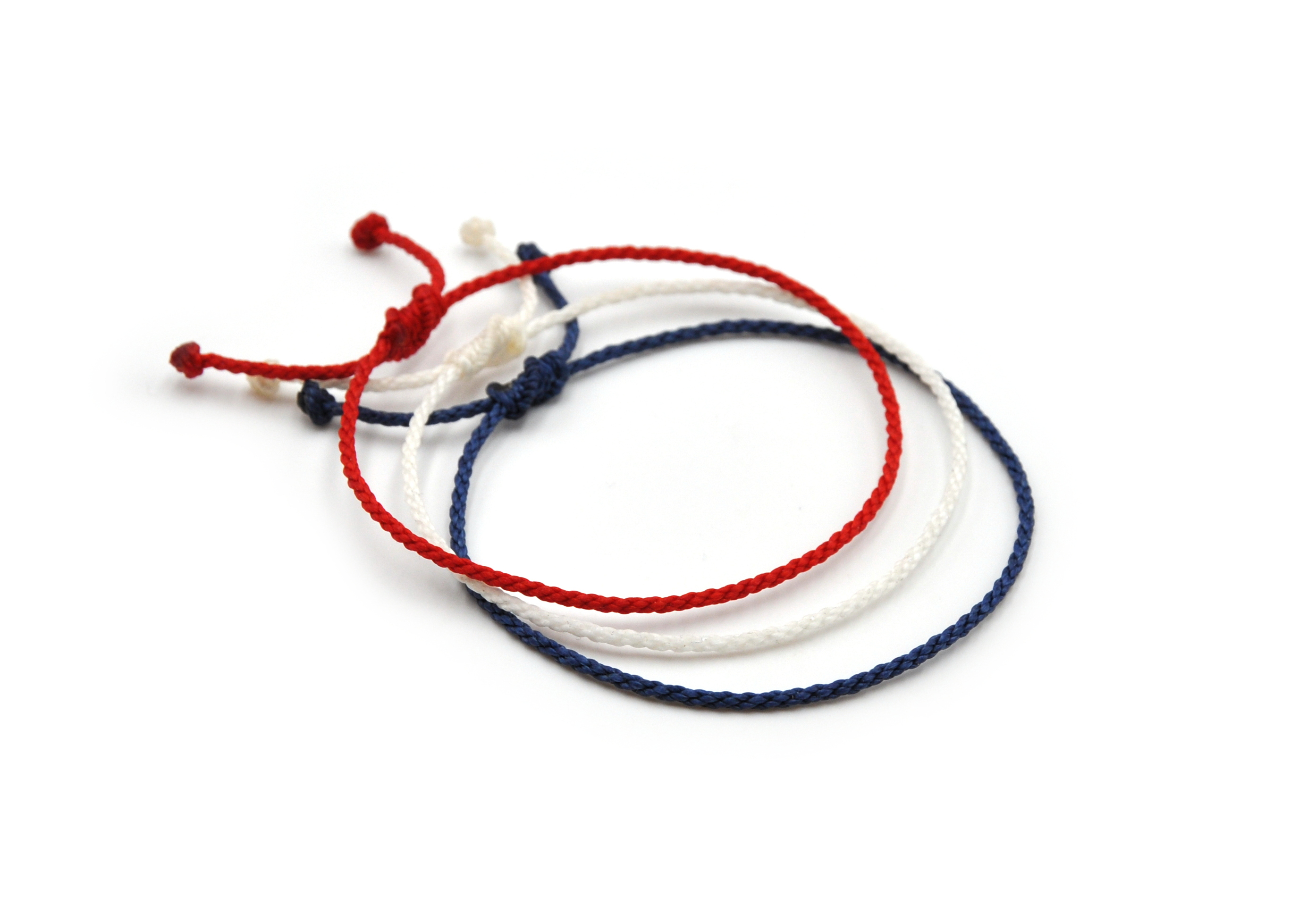 X3 Bracelets Mix Bleu Marine Rouge Blanc Modèle Corde Tressés Main Avec Du Fil Ciré. Résistant à l' Eau & Ajustable. Couleur Drapeau Royaume-Uni États-Unis USA