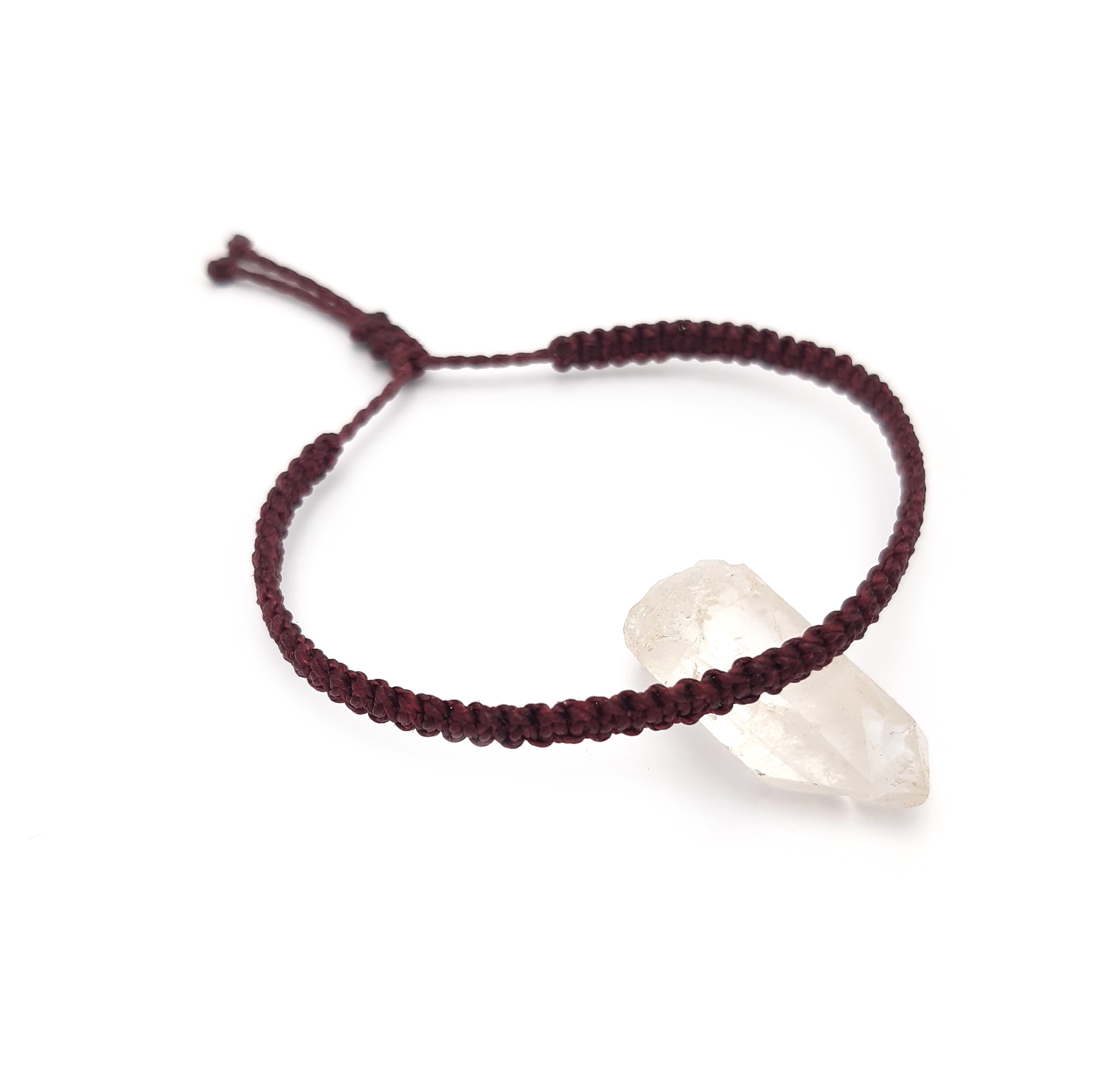 Bracelet Prune Modèle Fin Tissé Main Avec Du Fil Ciré. Ajustable & Résistant à l'eau.