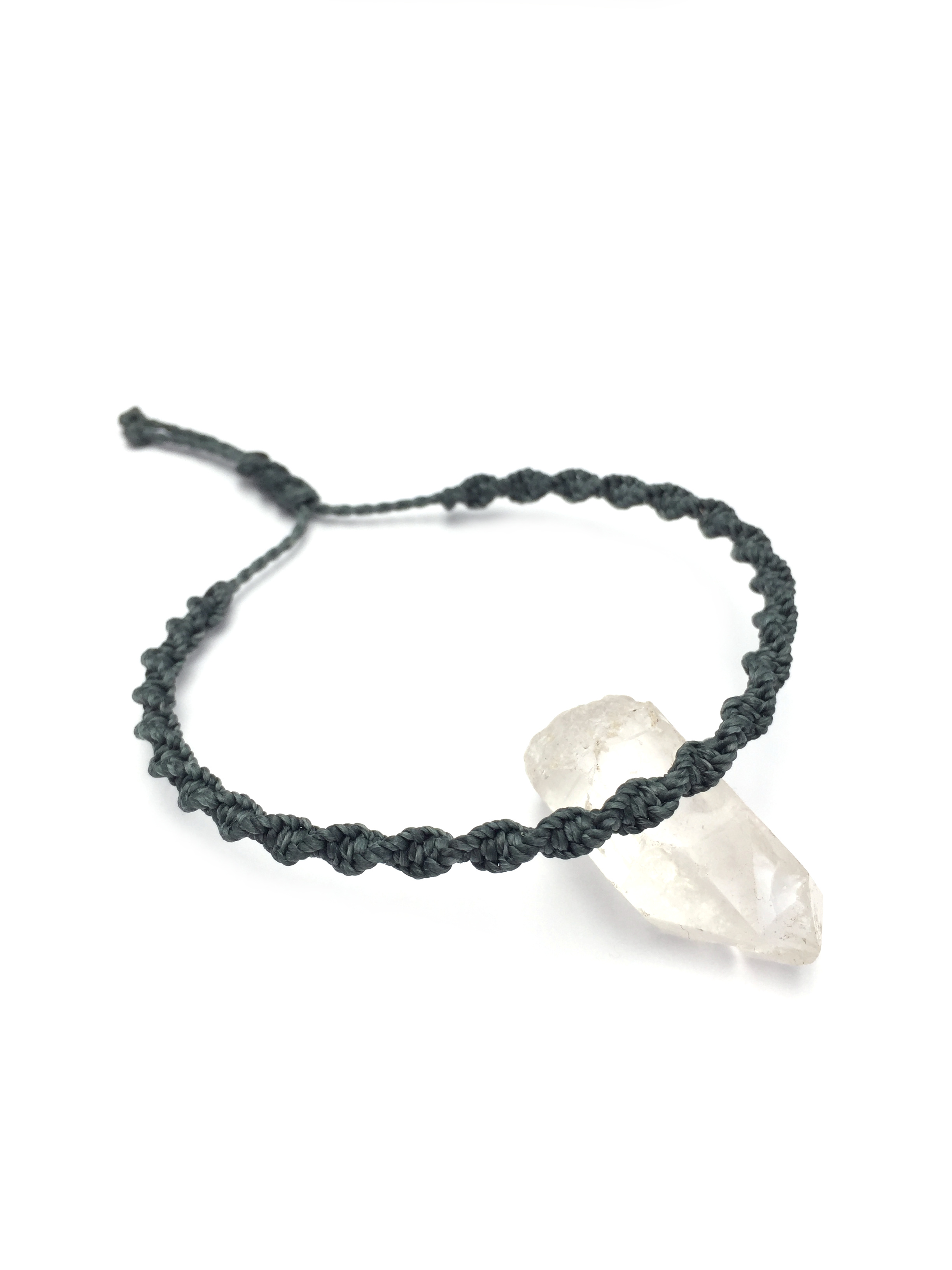 Bracelet Gris Anthracite Modèle Spirale Tissé Main Avec Du Fil Ciré. Ajustable & Résistant à l'eau.