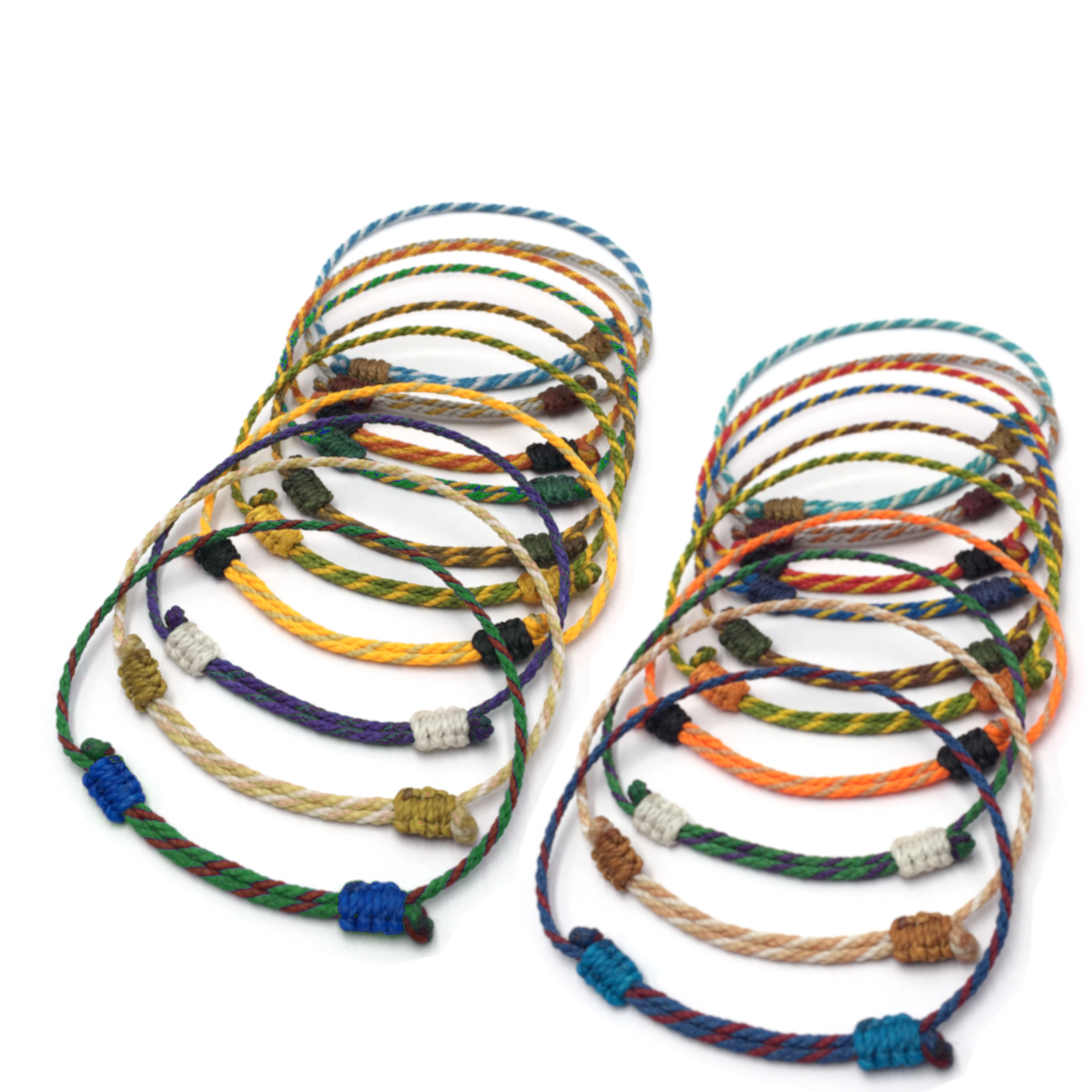 Bracelet Deux Couleurs Modèle Corde Avec 60 Nuances Au Choix Tissé Main & Deux Nœuds Personnalisables