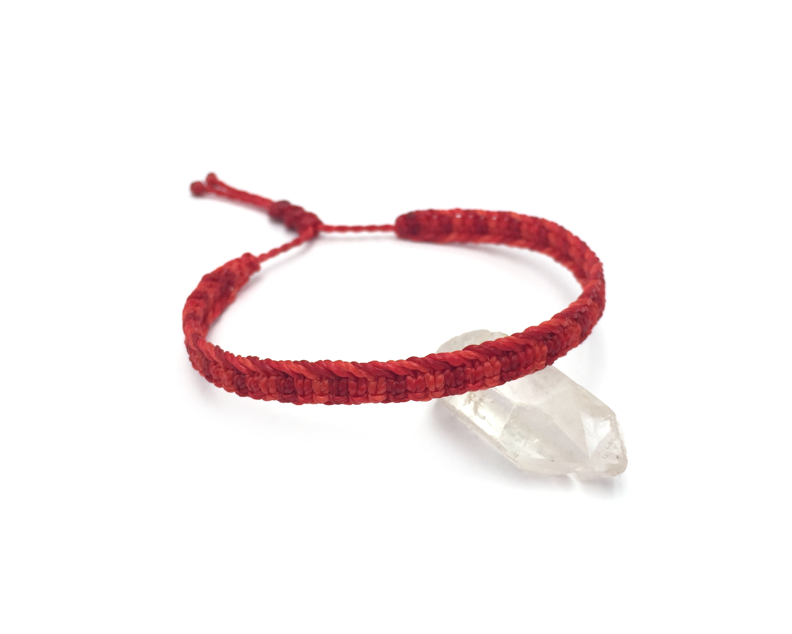 Bracelet Rouge (3 Nuances) Modèle Plat Tissé Main Avec Du Fil Ciré. Ajustable & Résistant à l'eau.