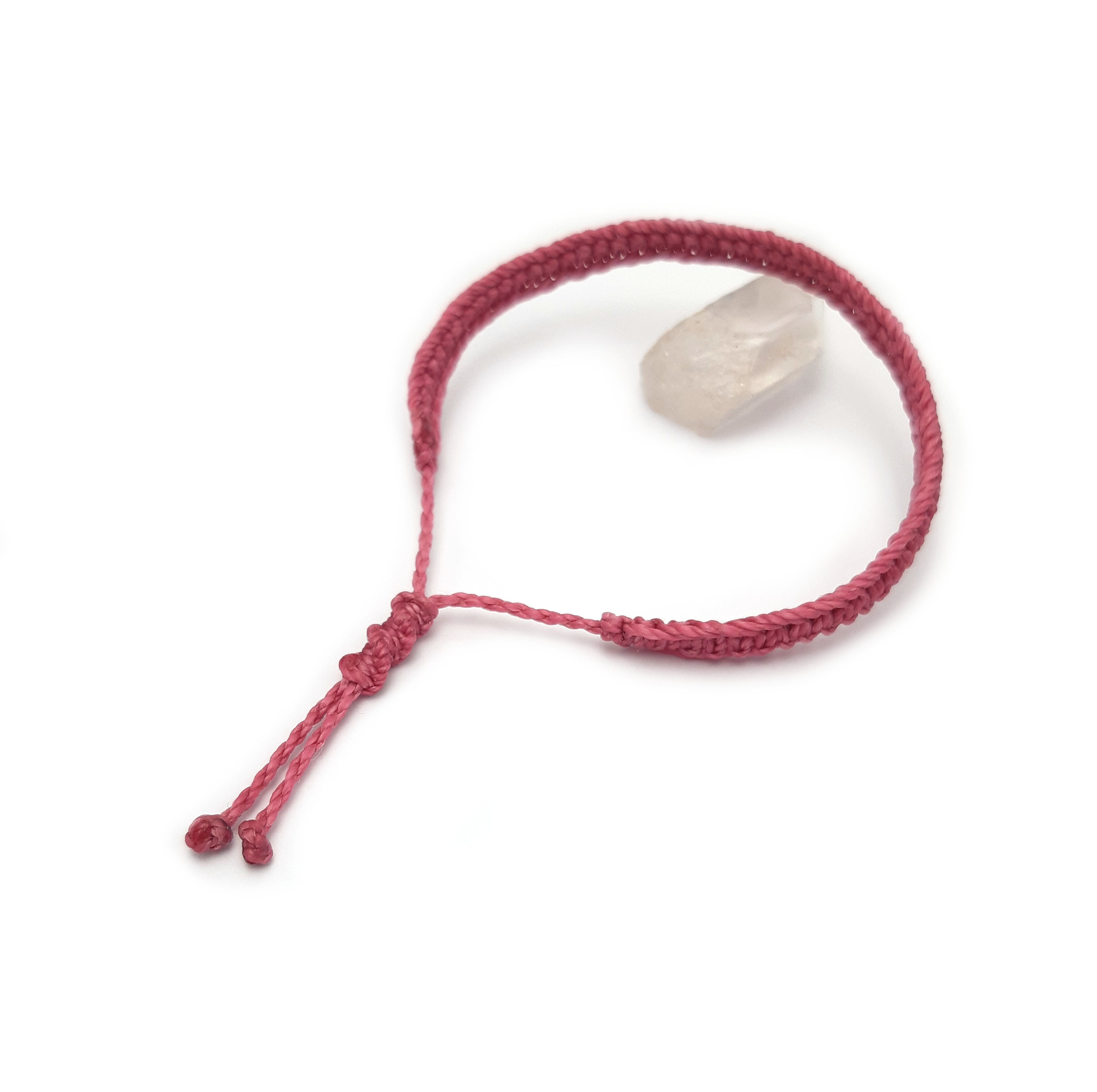  Bracelet Rose Fuchsia Modèle Plat Tissé Main Avec du Fil Ciré. Ajustable & Résistant à l'eau. 