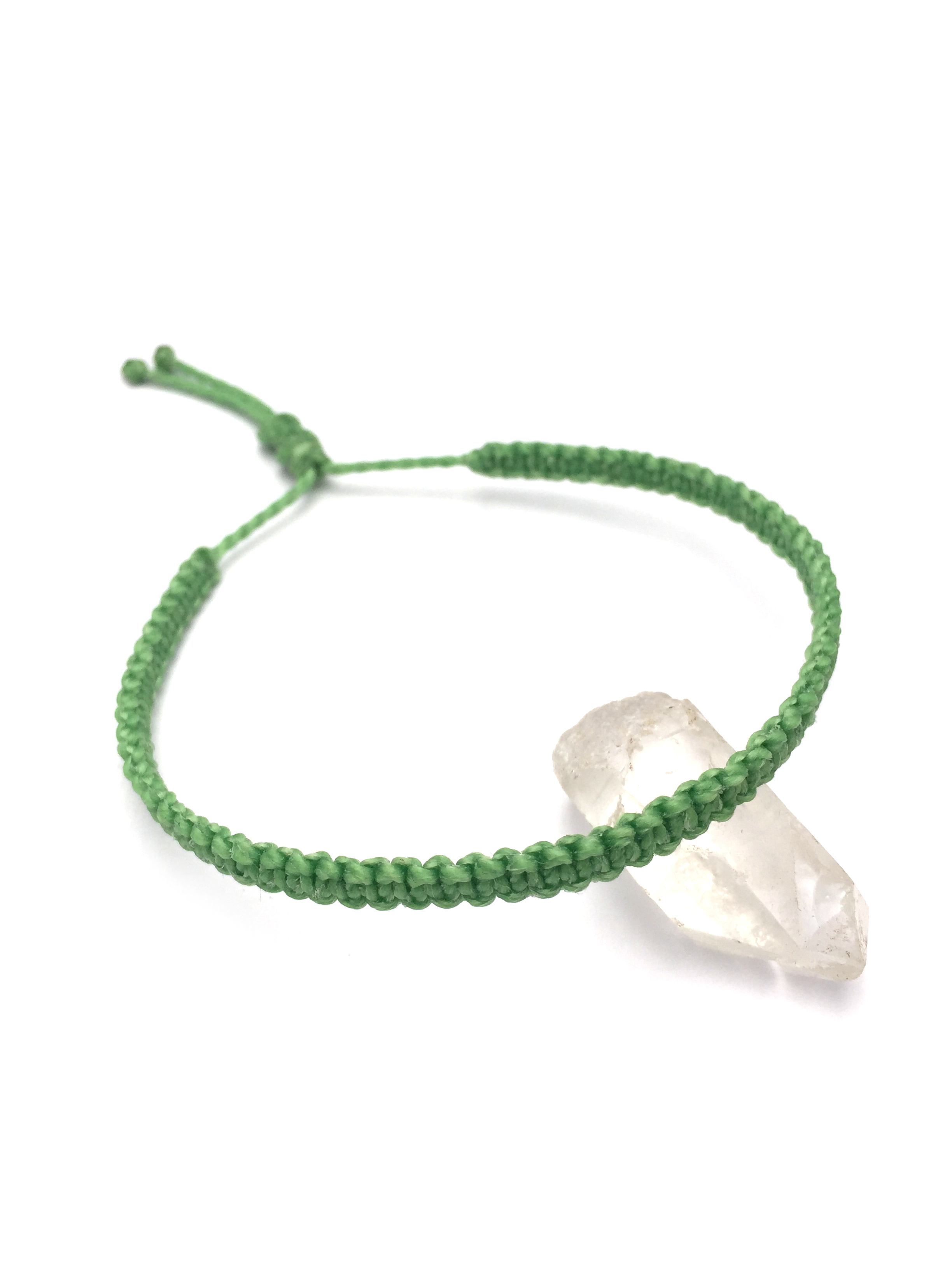 Bracelet Vert Pomme Clair Modèle Fin Tissé Main Avec Du Fil Ciré. Ajustable & Résistant à l'eau.
