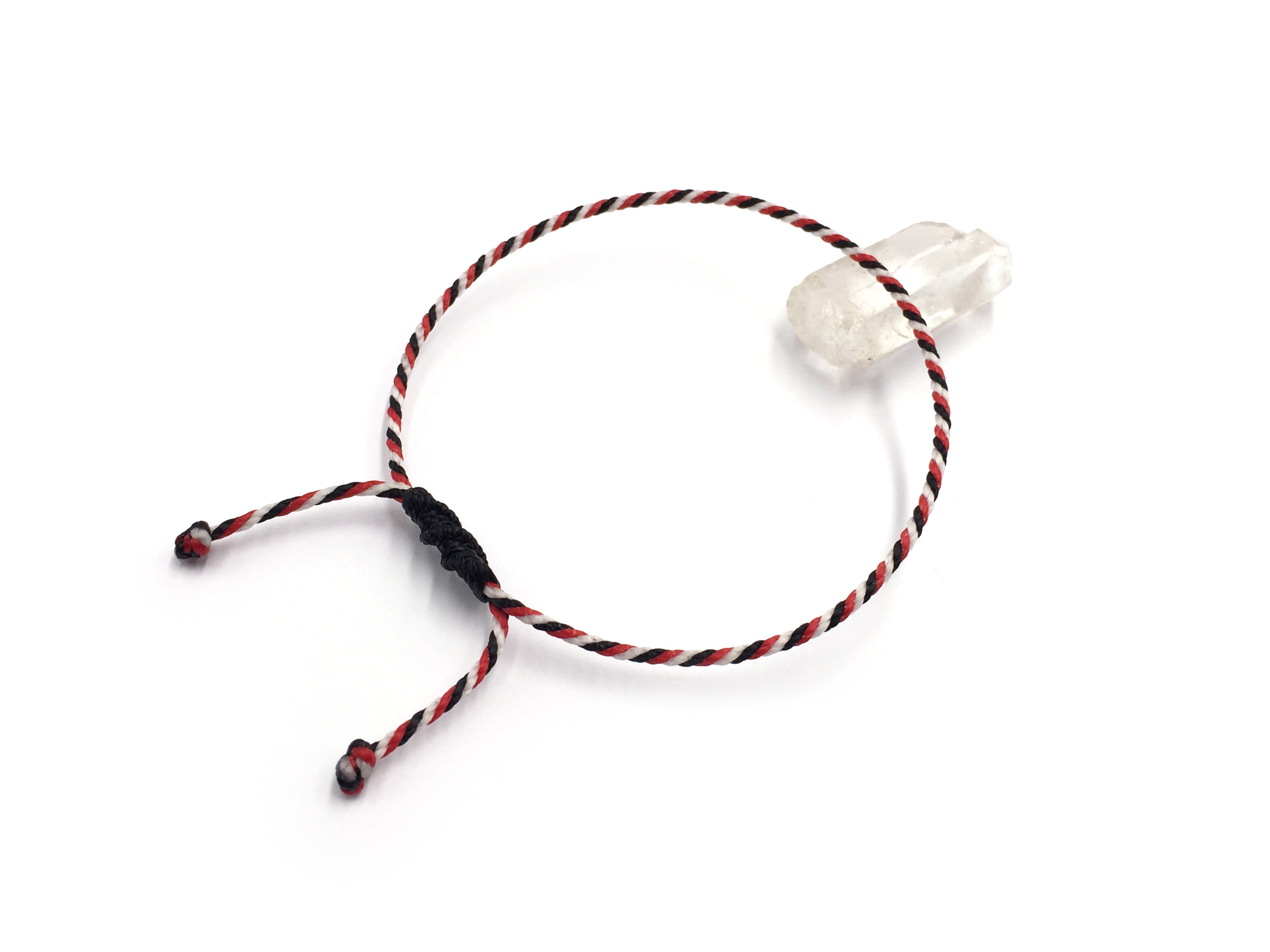  Bracelet Rouge Noir & Blanc Modèle Corde Tressé Main Avec Du Fil Ciré Résistant à l' Eau & Ajustable Avec Un Nœud Coulissant