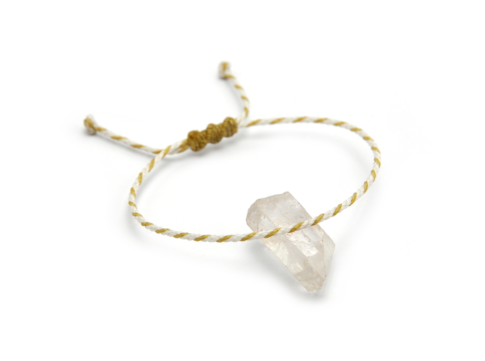 Bracelet Blanc & Moutarde Modèle Corde Tressé Main Avec Du Fil Ciré Résistant à l' Eau & Ajustable Avec Un Nœud Coulissant