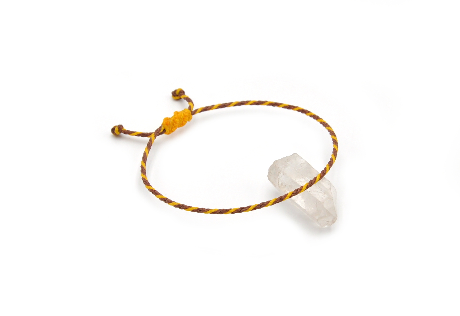 Bracelet Marron & Jaune Modèle Corde Tressé Main Avec Du Fil Ciré Résistant à l' Eau & Ajustable Avec Un Nœud Coulissant