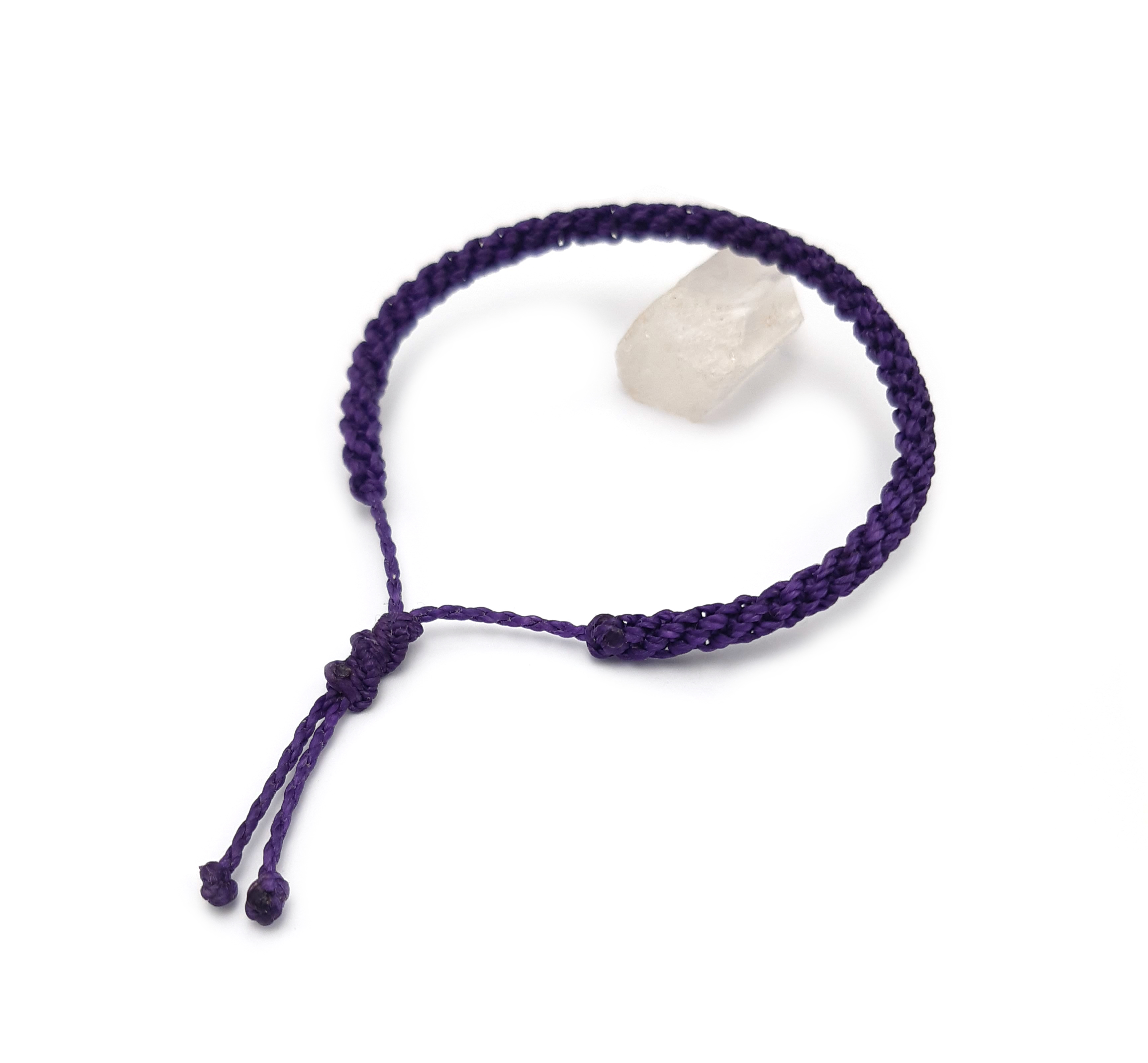 Bracelet Violet Modèle Double Spirale Tissé Main Avec Du Fil Ciré. Ajustable & Résistant à l'eau.