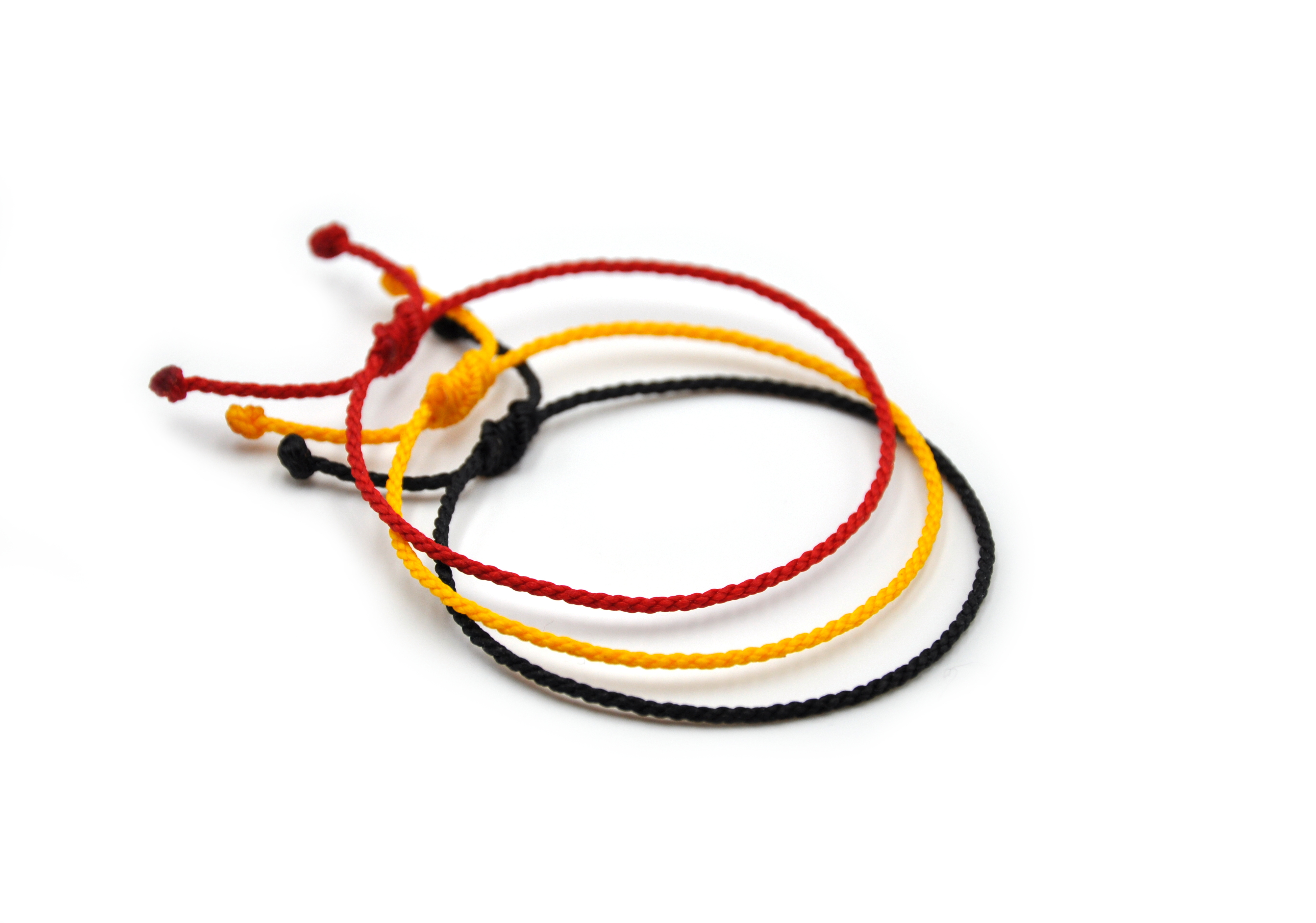 X3 Bracelets Mix Rouge Jaune & Noir Modèle Corde Tressé Main Avec Du Fil Ciré. Résistant à l' Eau & Ajustable. Couleur Drapeaux Allemagne Belgique.