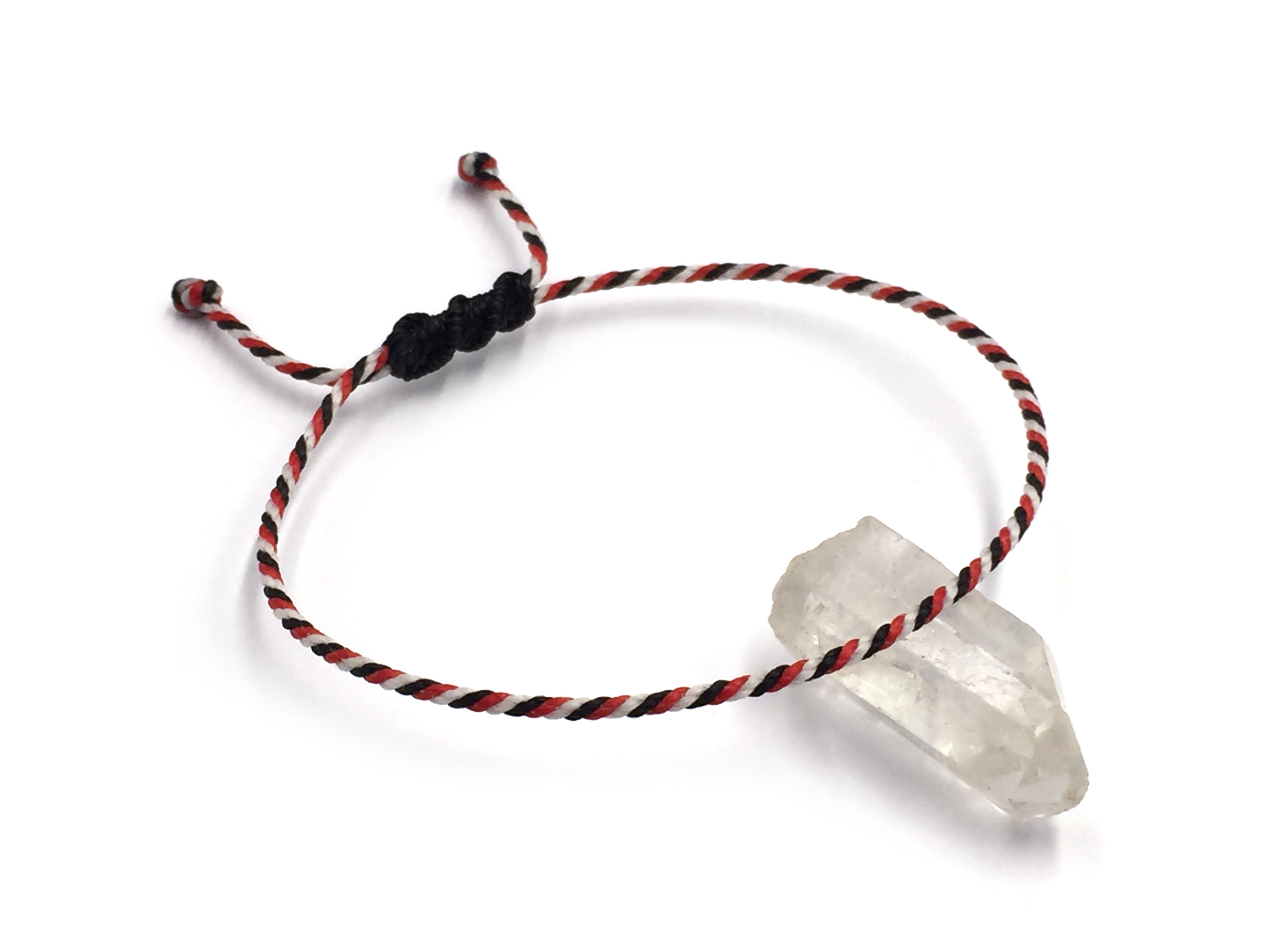  Bracelet Rouge Noir & Blanc Modèle Corde Tressé Main Avec Du Fil Ciré Résistant à l' Eau & Ajustable Avec Un Nœud Coulissant