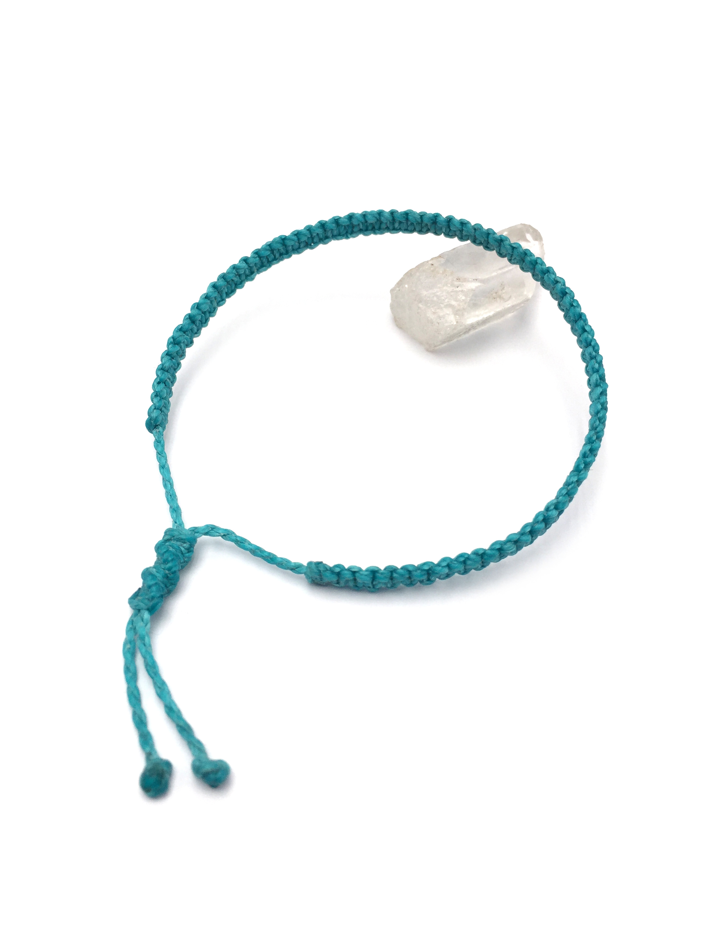 Bracelet Bleu Turquoise Modèle Fin Tissé Main Avec Du Fil Ciré. Ajustable & Résistant à l'eau.