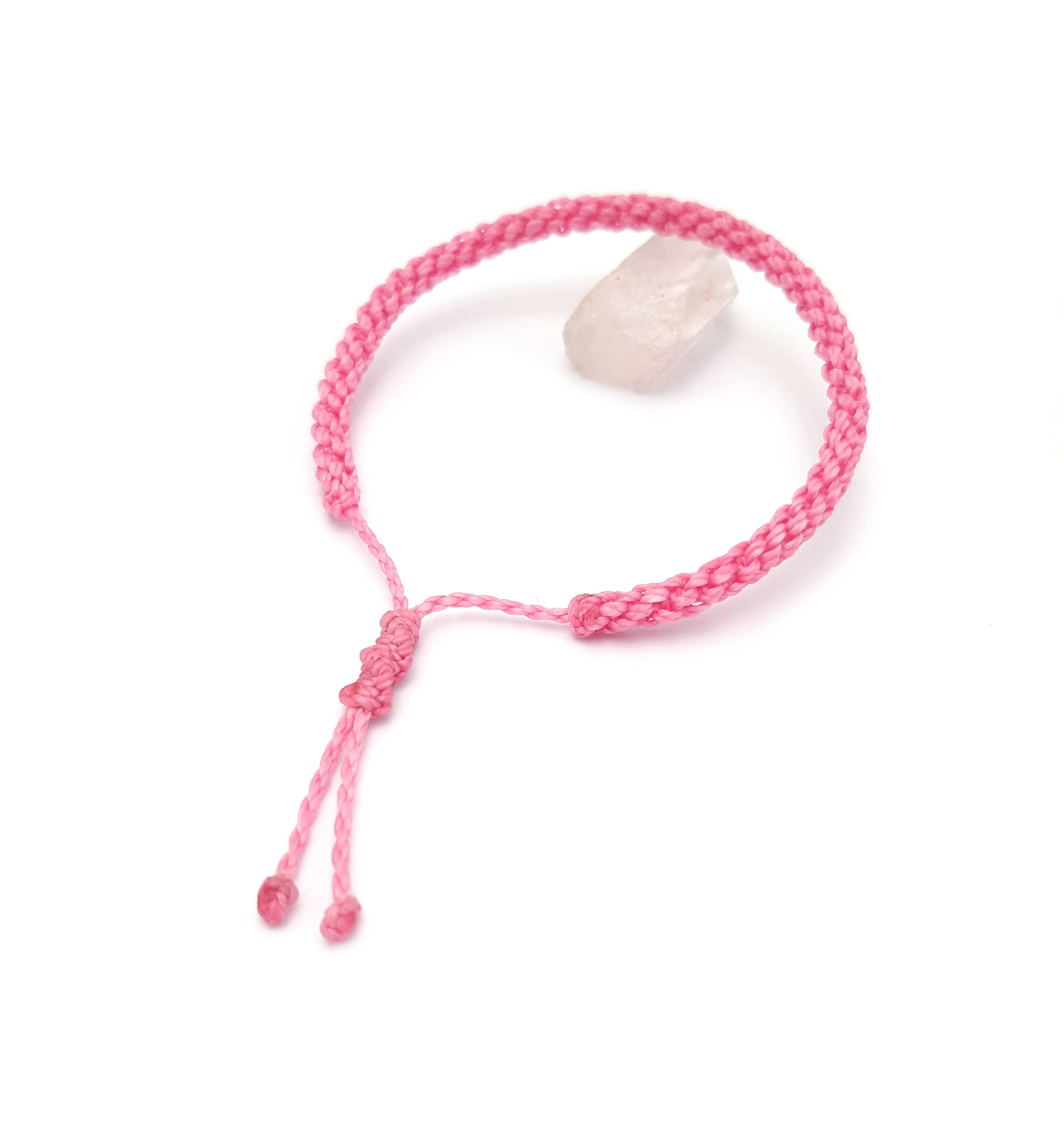 Bracelet Rose Modèle Double Spirale Tissé Main Avec Du Fil Ciré. Ajustable & Résistant à l'eau.