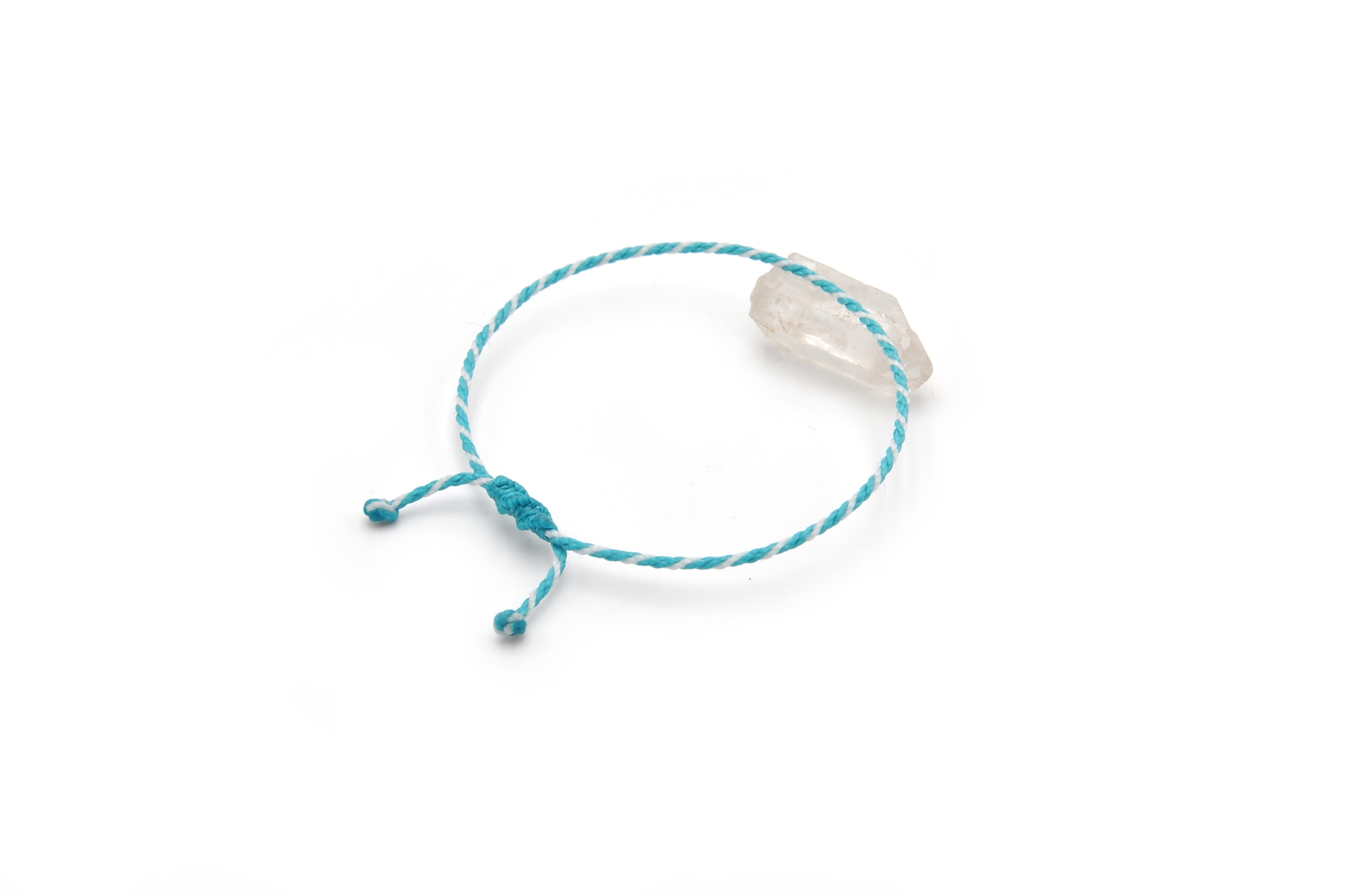  Bracelet Bleu Turquoise & Blanc Modèle Corde Tressé Main Avec Du Fil Ciré Résistant à l' Eau & Ajustable Avec Un Nœud Coulissant