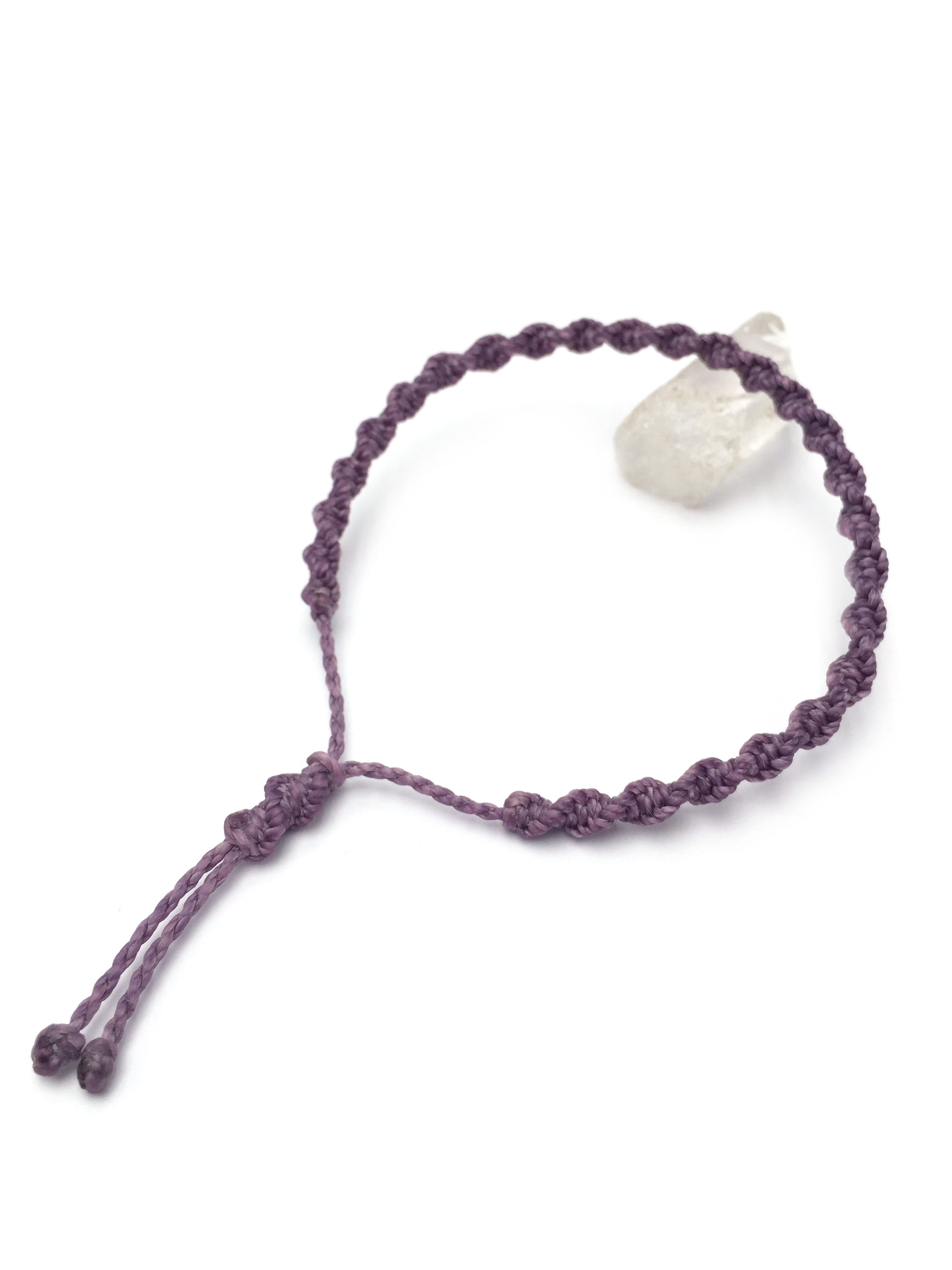 Bracelet Mauve Lavande Modèle Spirale Tissé Main Avec Du Fil Ciré. Ajustable & Résistant à l'eau.