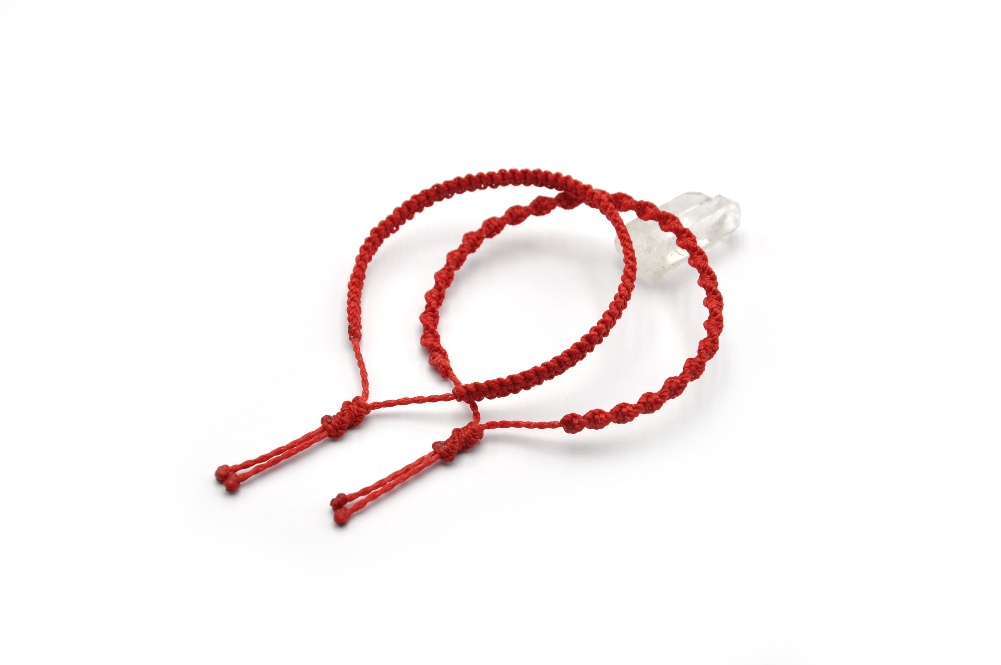  X2 Bracelets Rouge Modèle Spirale & Fin Tissés Main Avec Du Fil Ciré. Ajustables & Résistants à l'eau.