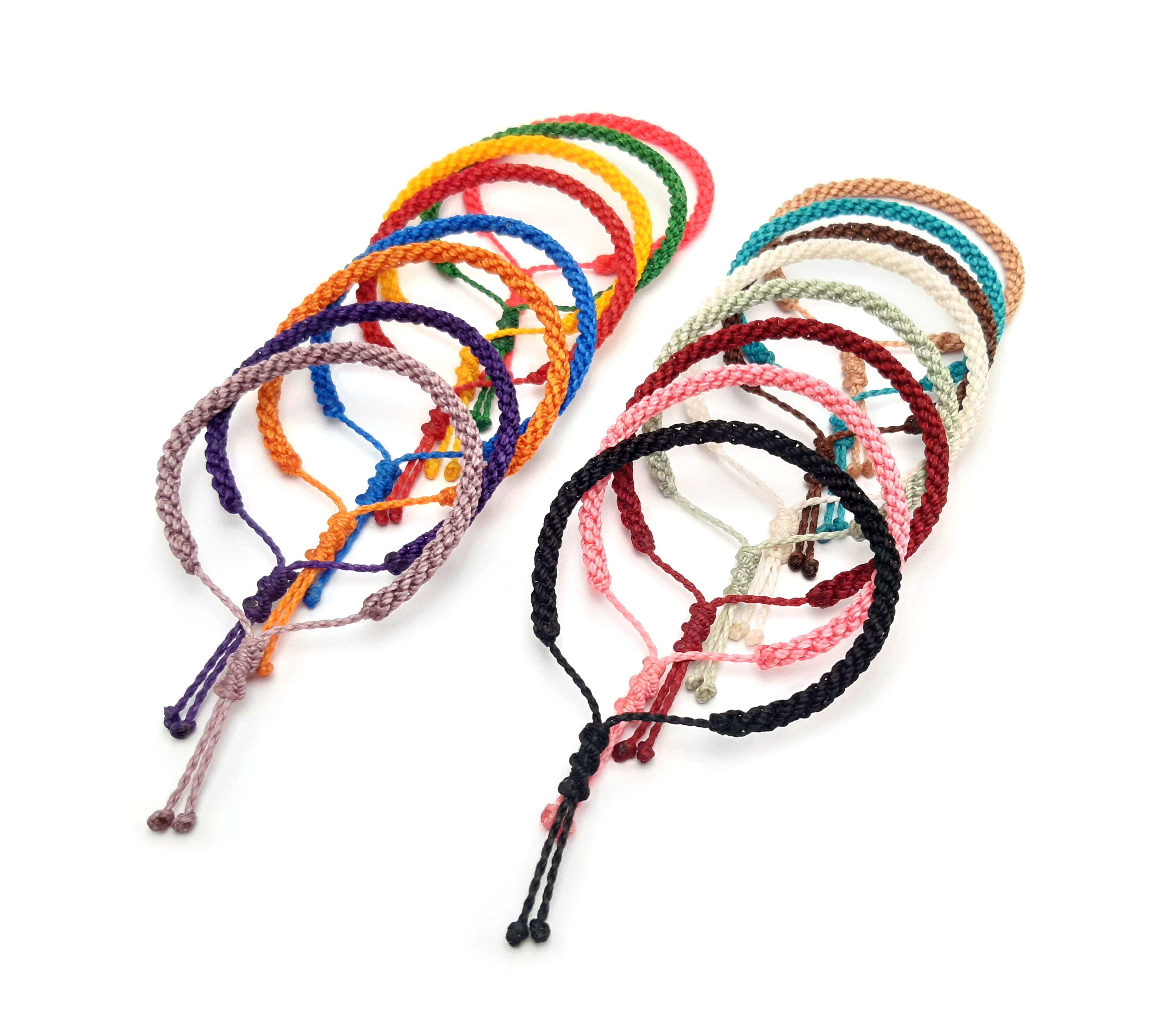 Bracelet Une Couleur Modèle Double Spirale Avec 60 Nuances Au Choix Tissé Main & Nœud Personnalisable