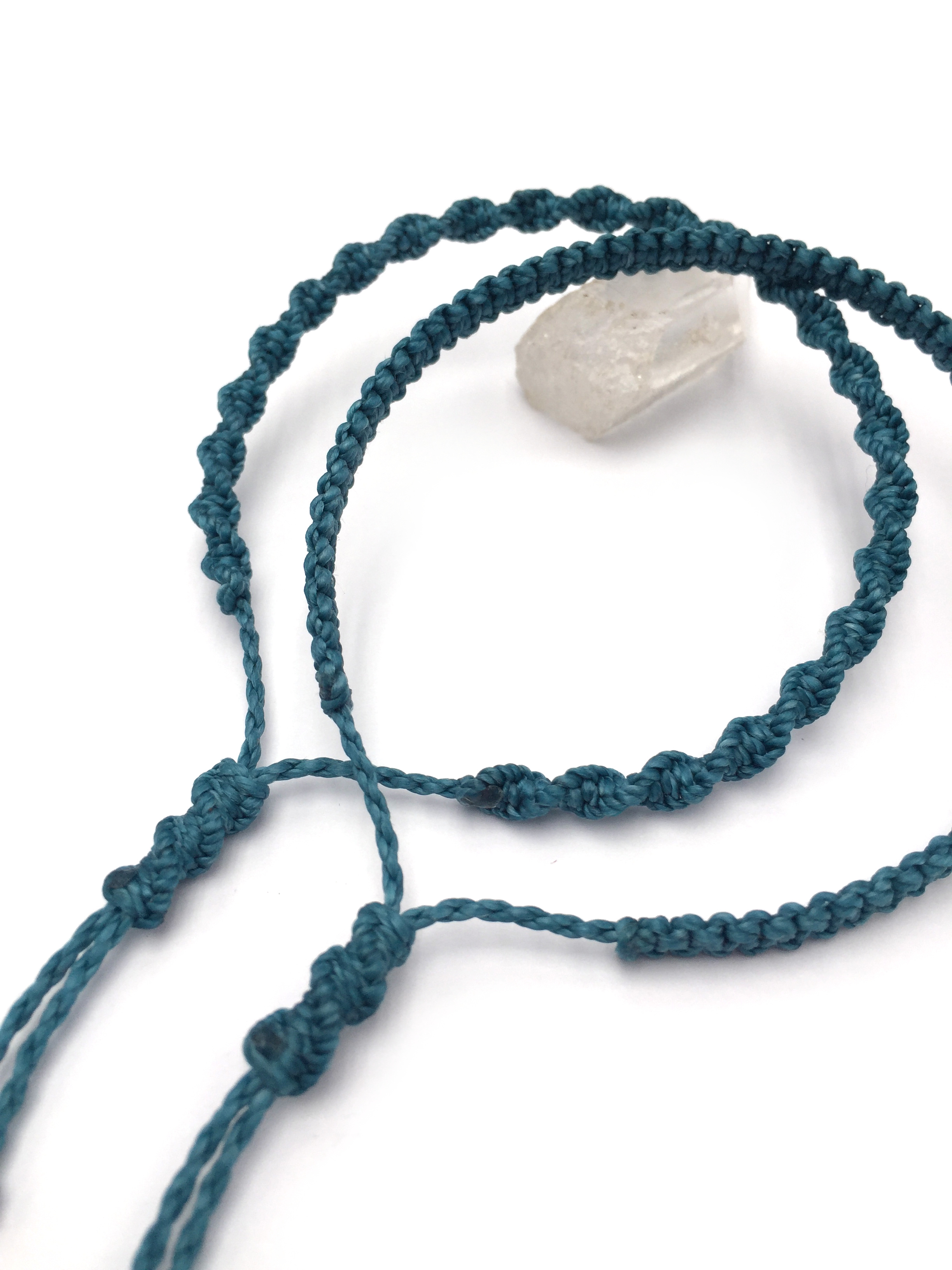  X2 Bracelets Bleu Pétrole Modèle Spirale & Fin Tissés Main Avec Du Fil Ciré. Ajustables & Résistants à l'eau.