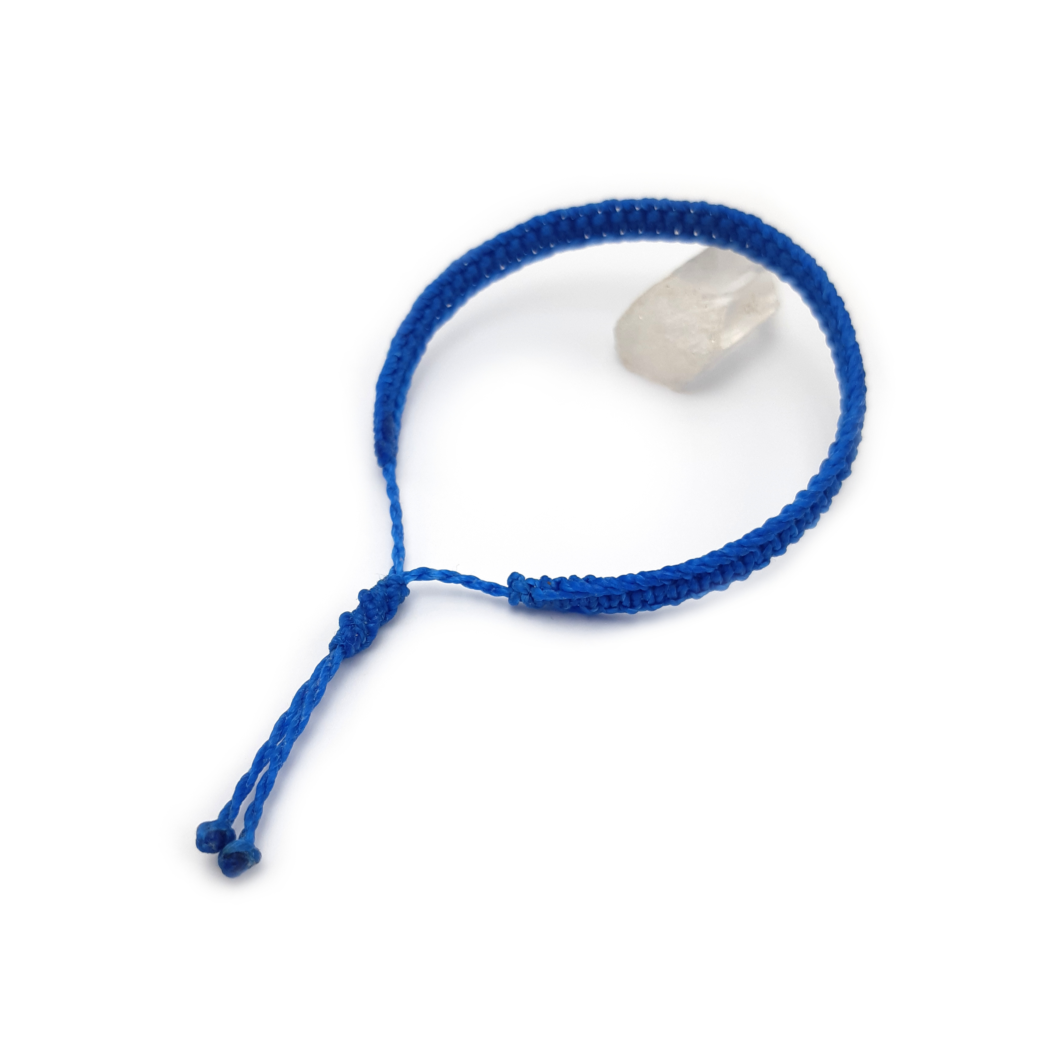  Bracelet Bleu Roi Modèle Plat Tissé Main Avec du Fil Ciré. Ajustable & Résistant à l'eau. 