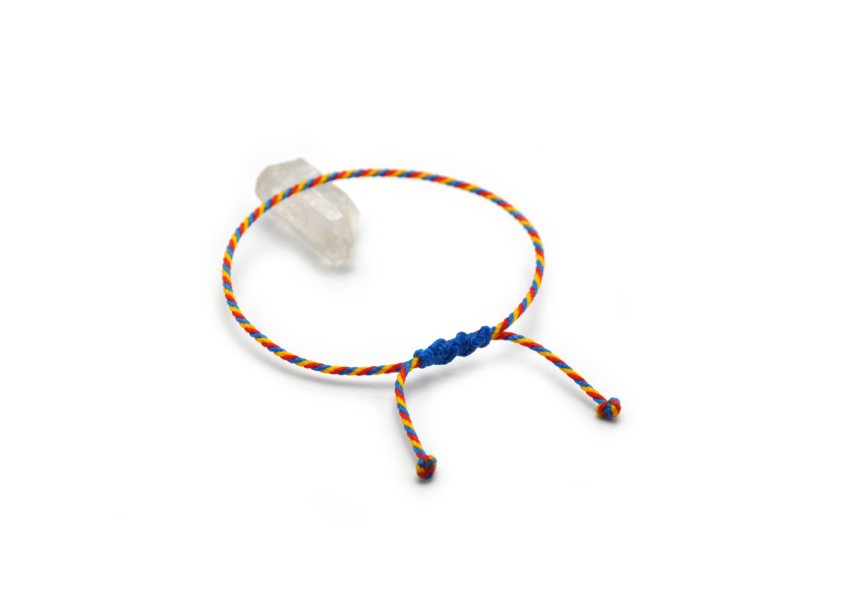  Bracelet Rouge Jaune & Bleu Modèle Corde Tressé Main & Ajustable. Couleur Drapeau Colombie Roumanie Equateur.