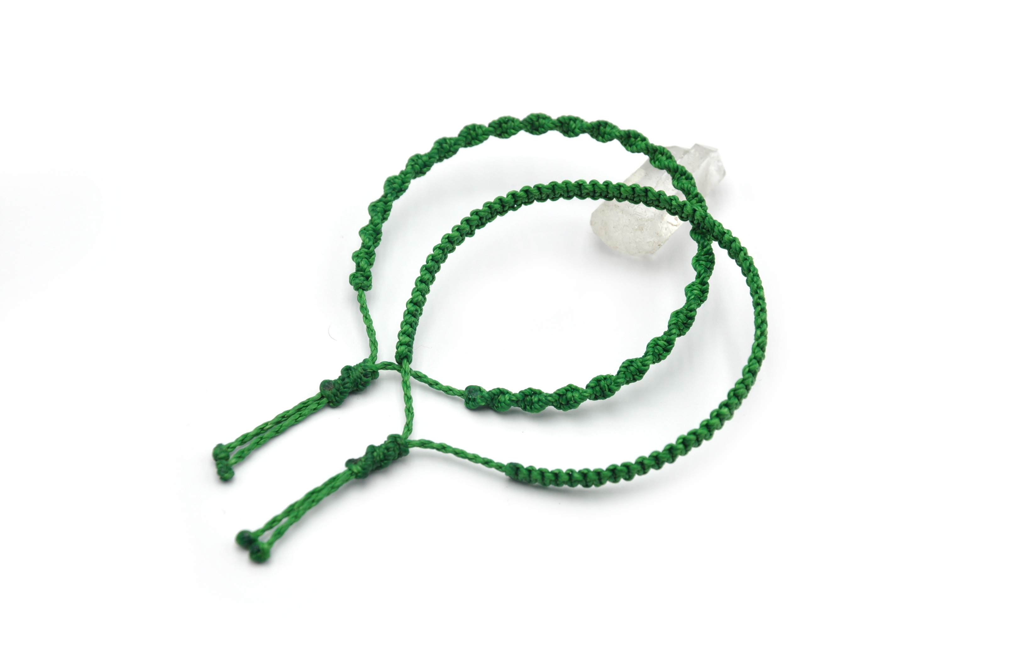  X2 Bracelets Vert Modèle Spirale & Fin Tissés Main Avec Du Fil Ciré. Ajustables & Résistants à l'eau.