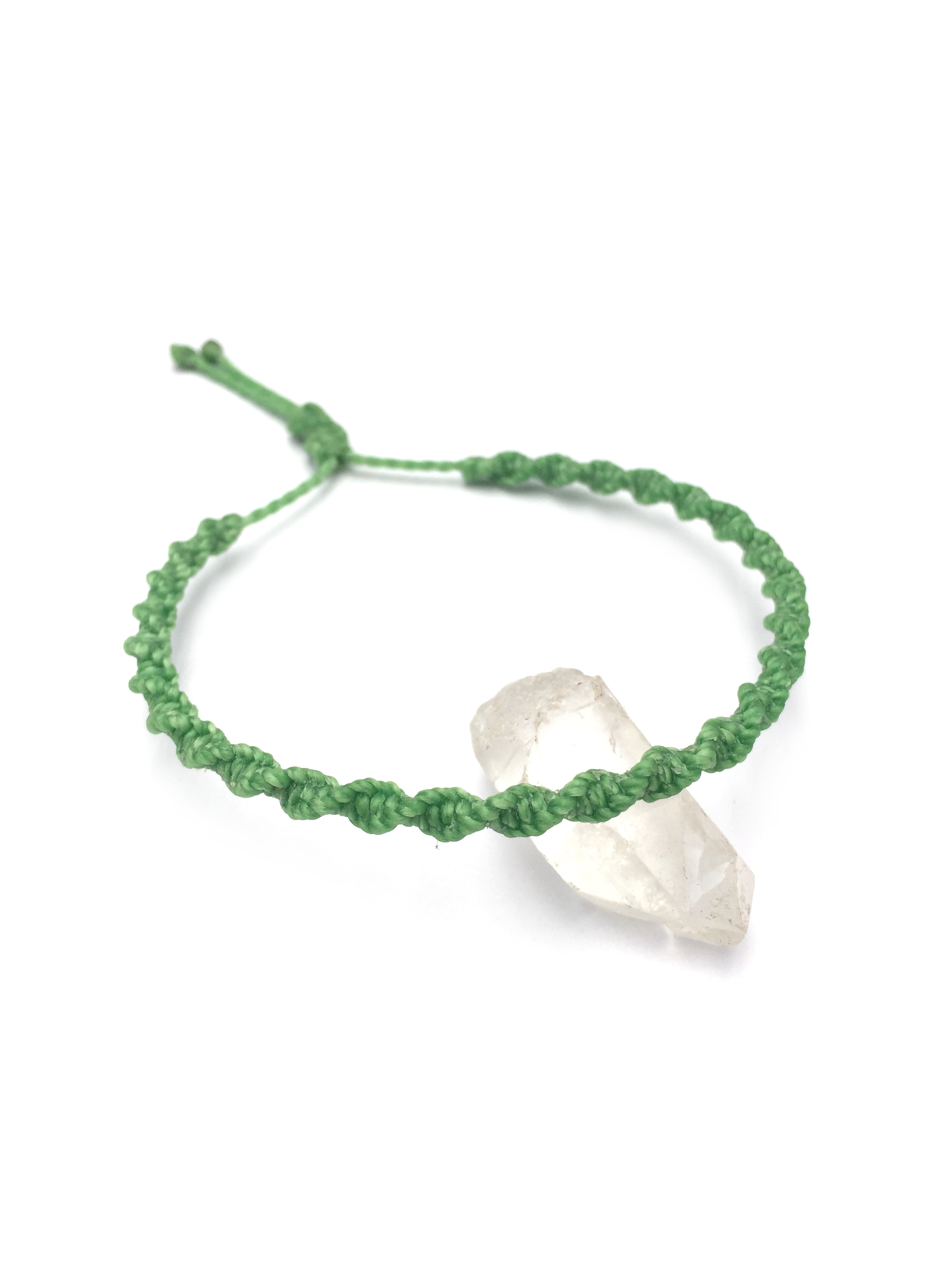 Bracelet Vert Pomme Clair Modèle Spirale Tissé Main Avec Du Fil Ciré. Ajustable & Résistant à l'eau.