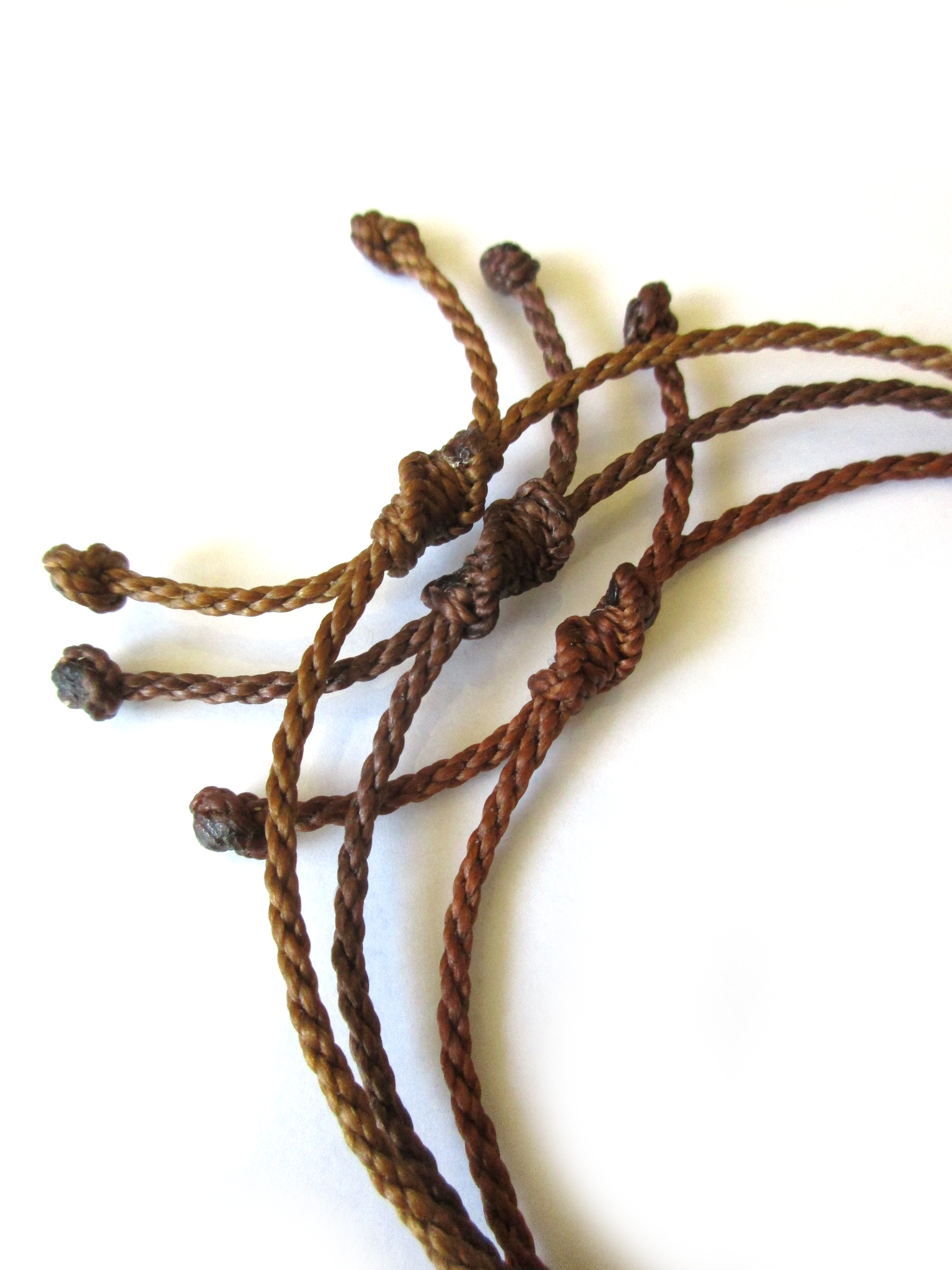 X3 Bracelets Mix Marron Modèle Corde Tressé Main Avec Du Fil Ciré. Résistant à l' Eau & Ajustable Avec Un Nœud Coulissant.