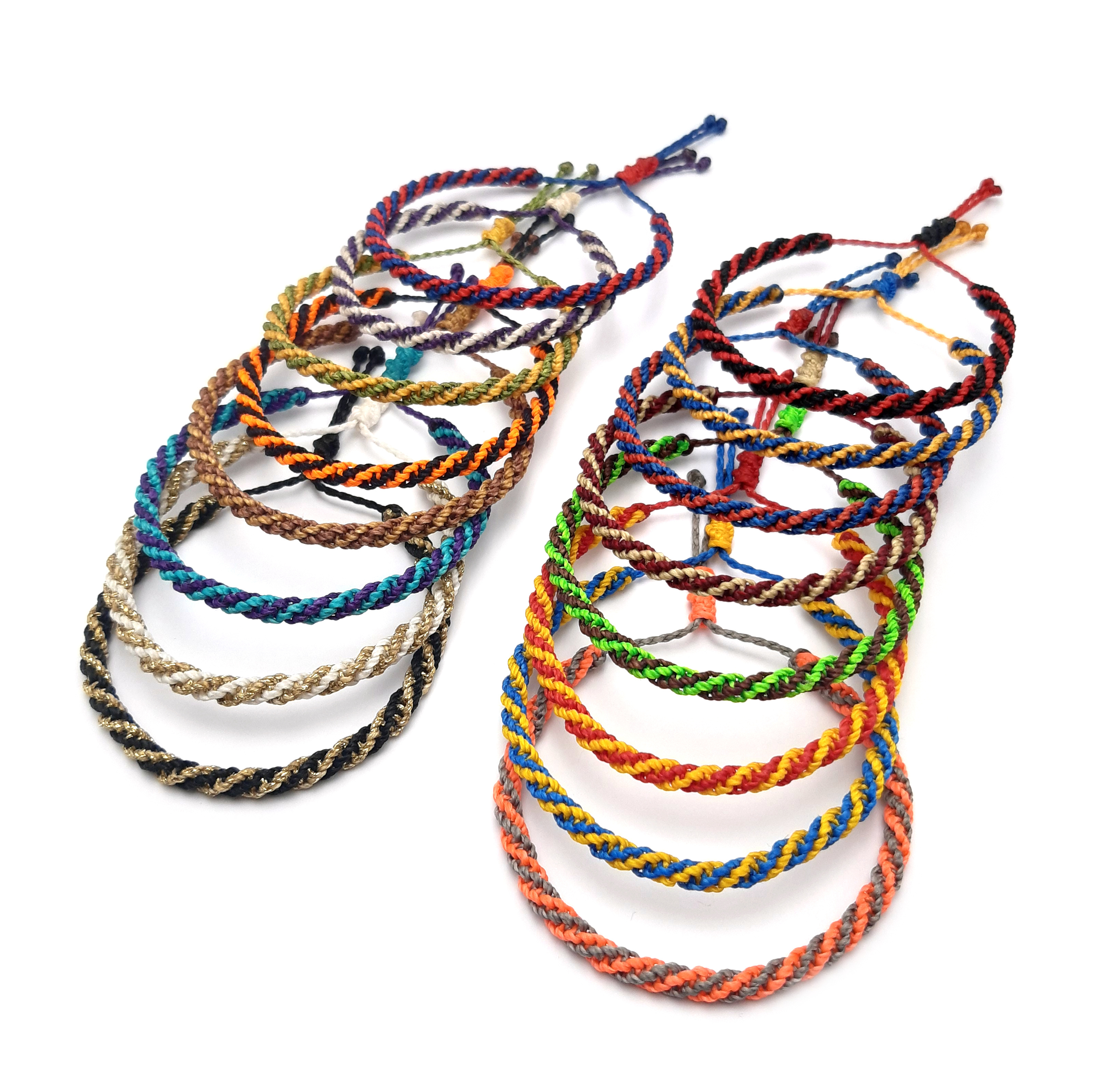 Bracelet Deux Couleurs Modèle Double Spirale Avec 60 Nuances Au Choix Tissé Main & Nœud Personnalisable