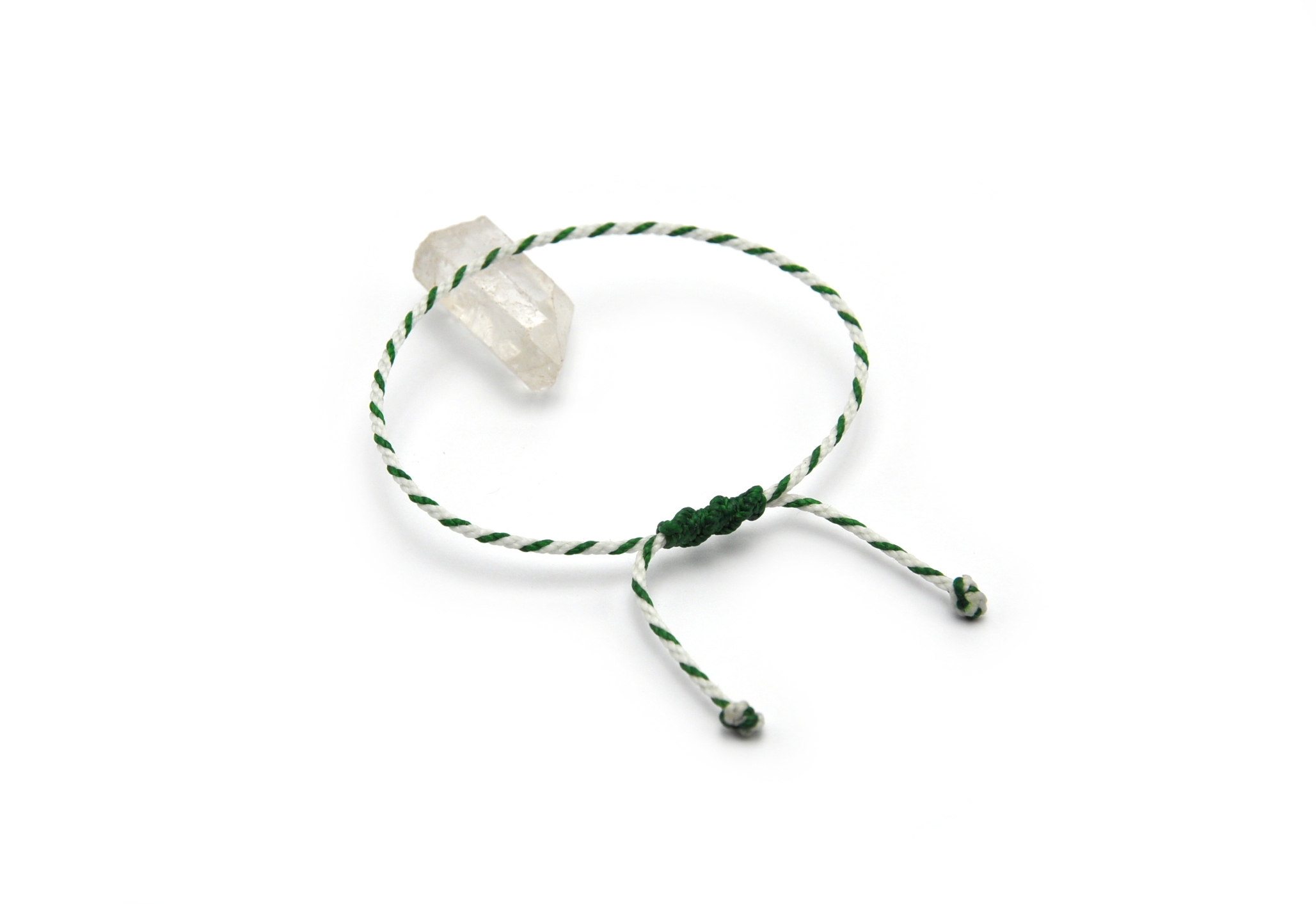  Bracelet Blanc & Vert Modèle Corde Tressé Main Avec Du Fil Ciré Résistant à l' Eau & Ajustable Avec Un Nœud Coulissant
