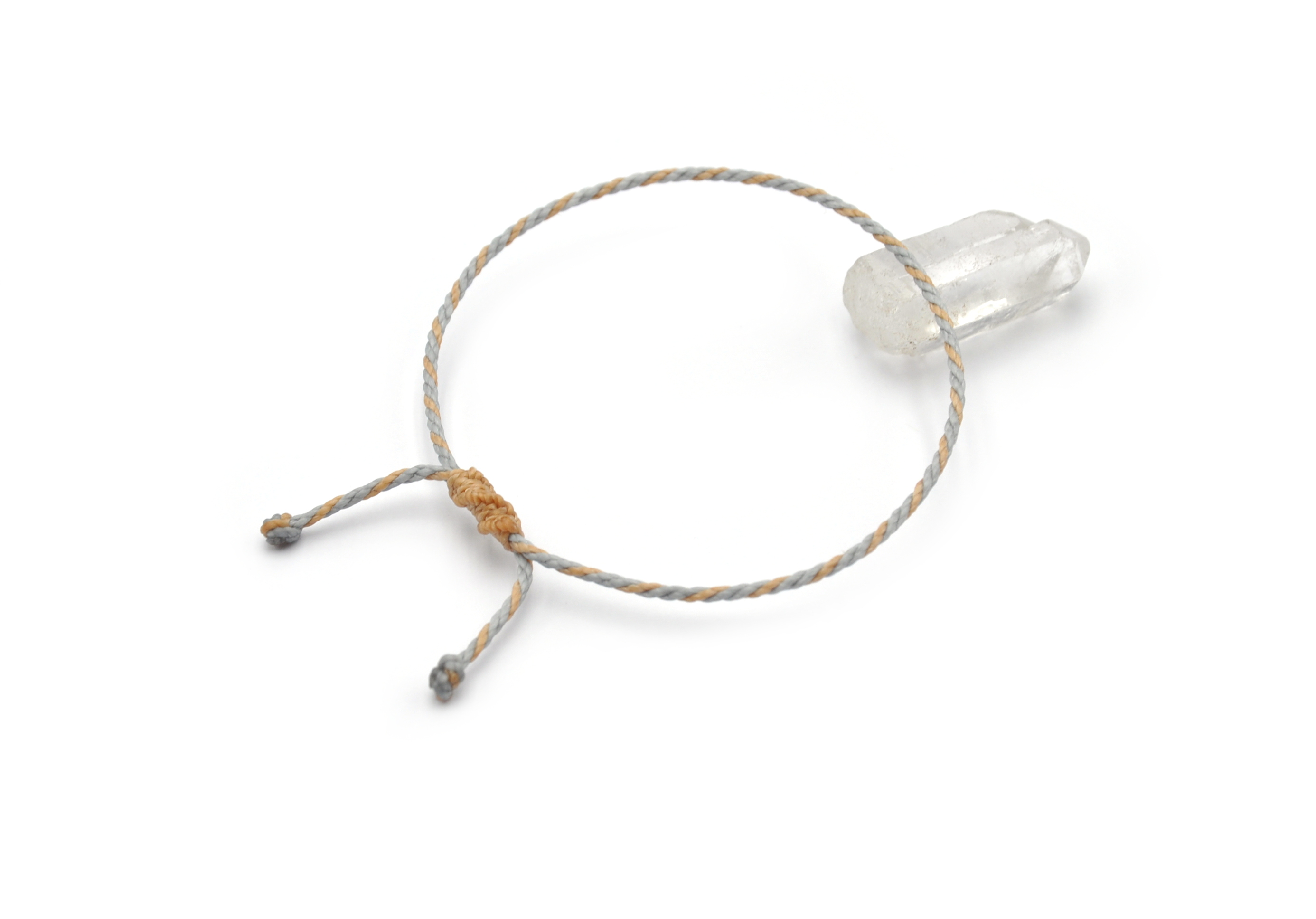  Bracelet Gris Clair & Beige Modèle Corde Tressé Main Avec Du Fil Ciré Résistant à l' Eau & Ajustable Avec Un Nœud Coulissant